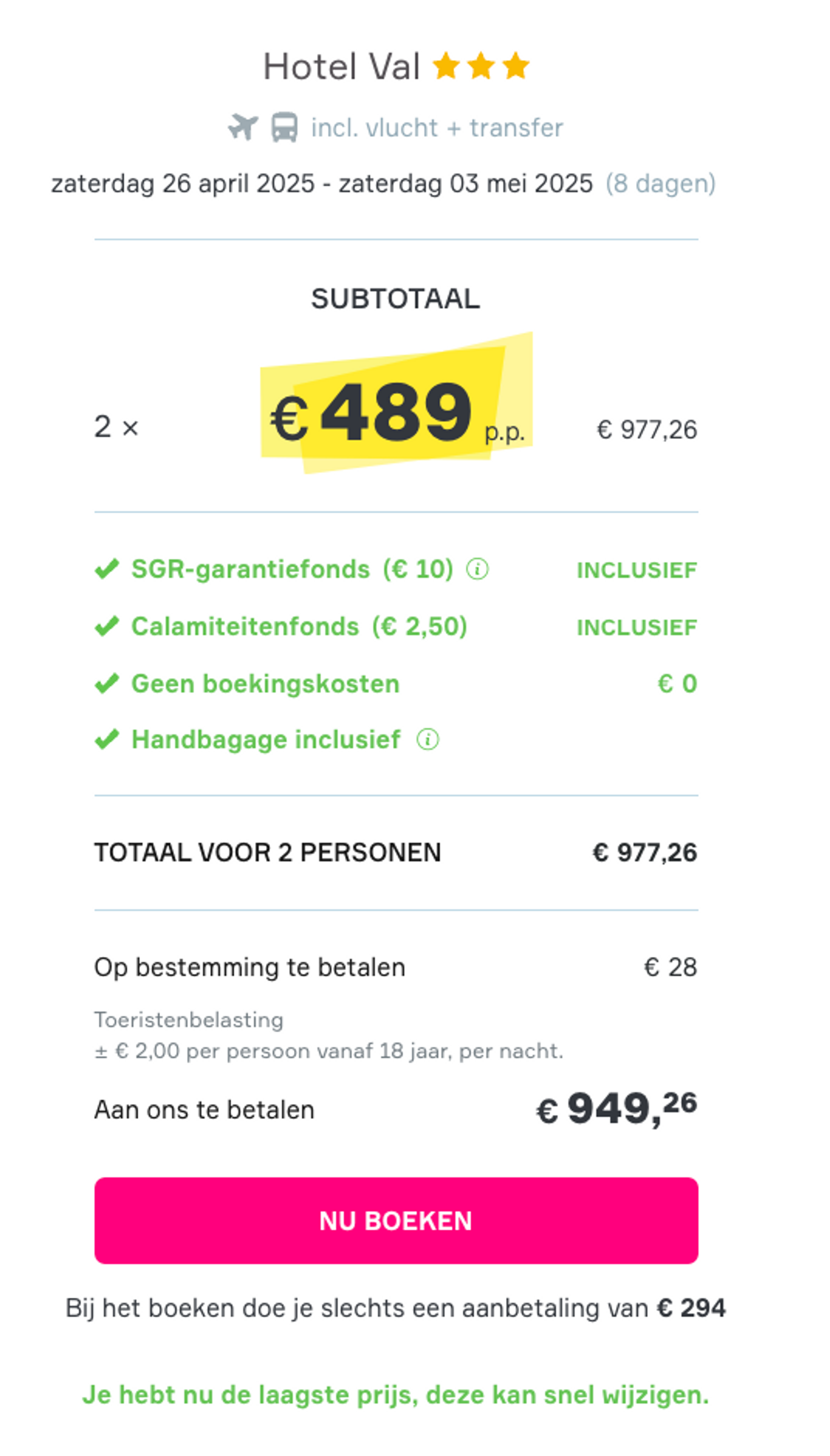 Boekingsvoorbeeld