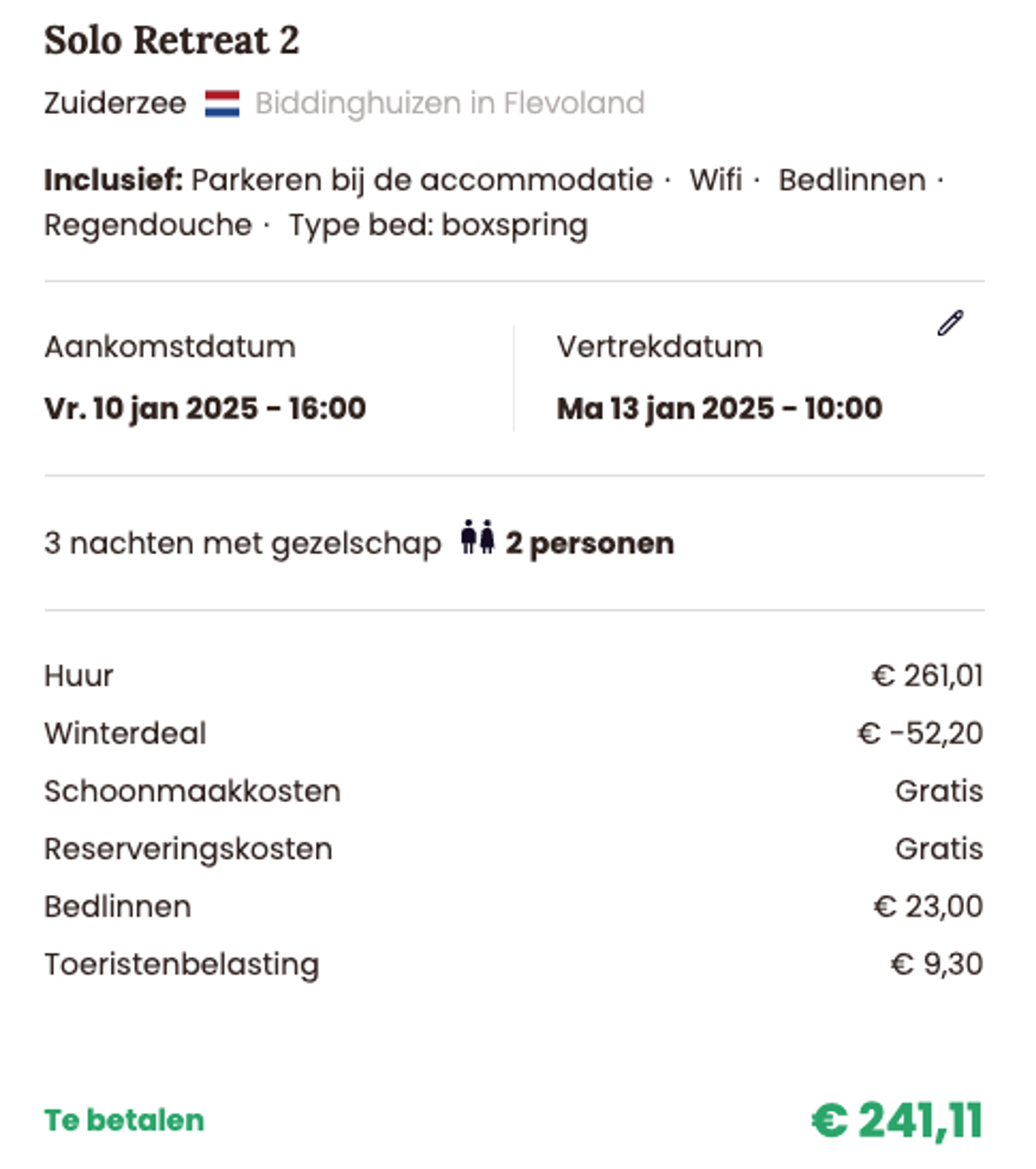 Boekingsvoorbeeld