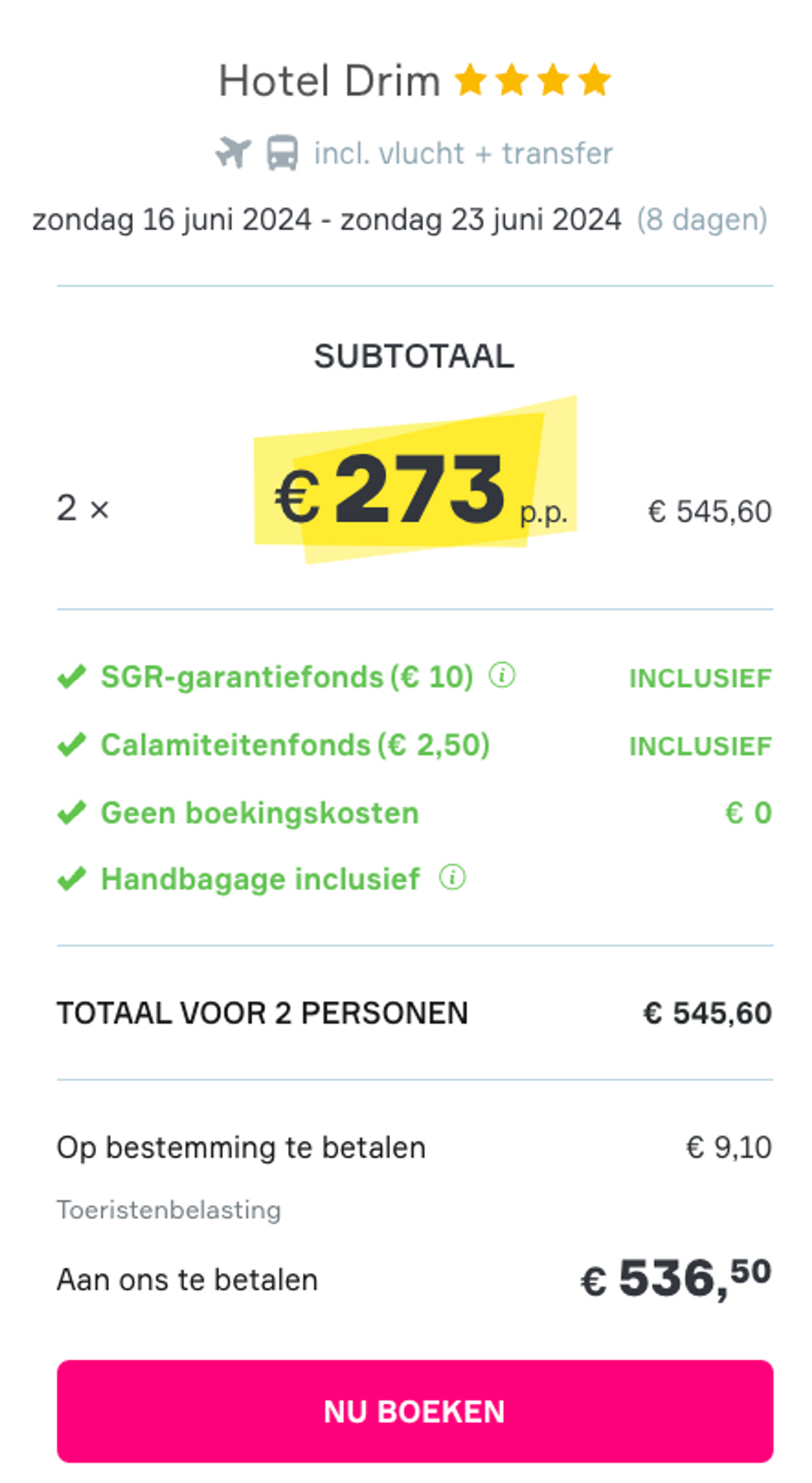 Boekingsvoorbeeld