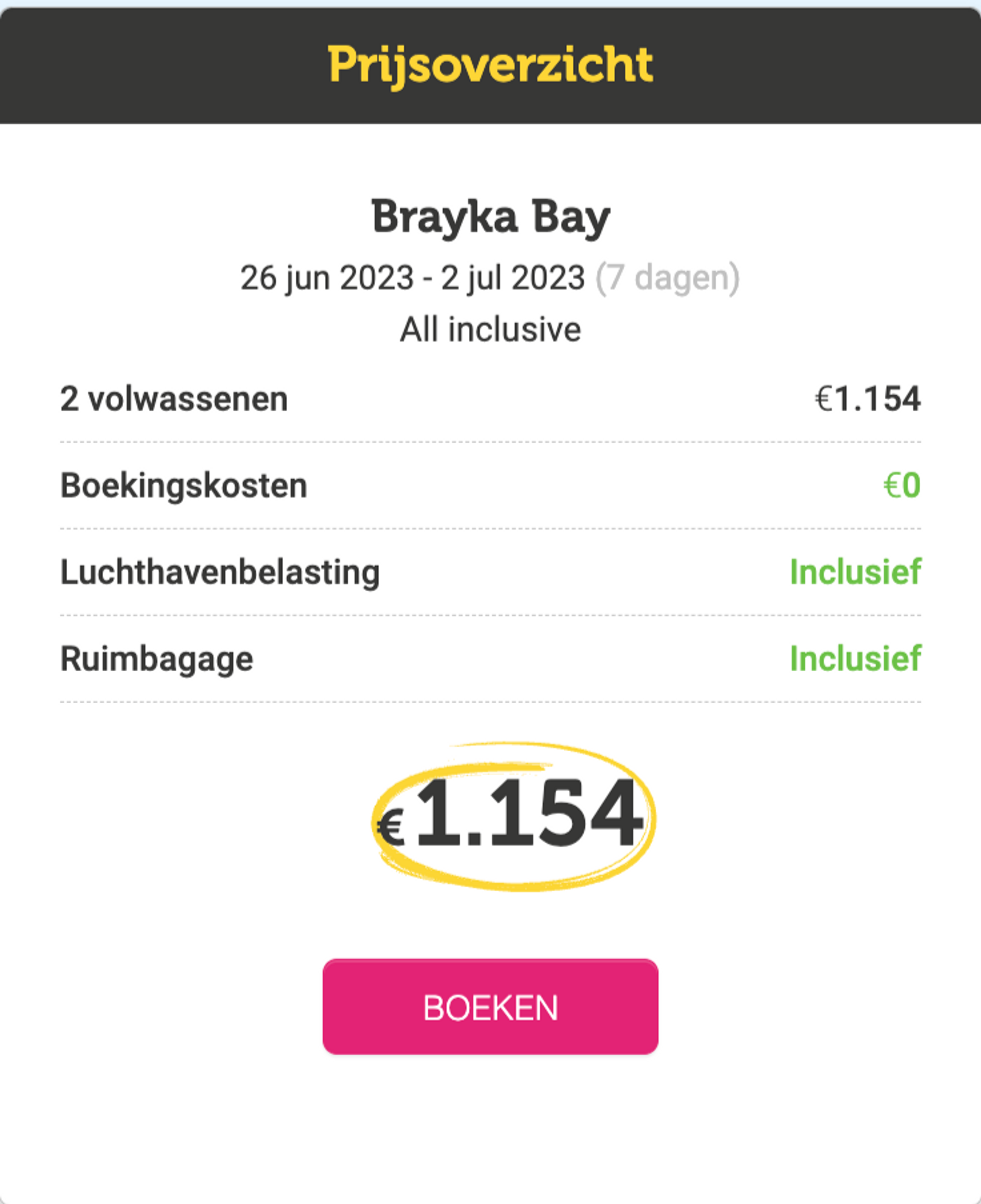 Boekingsvoorbeeld