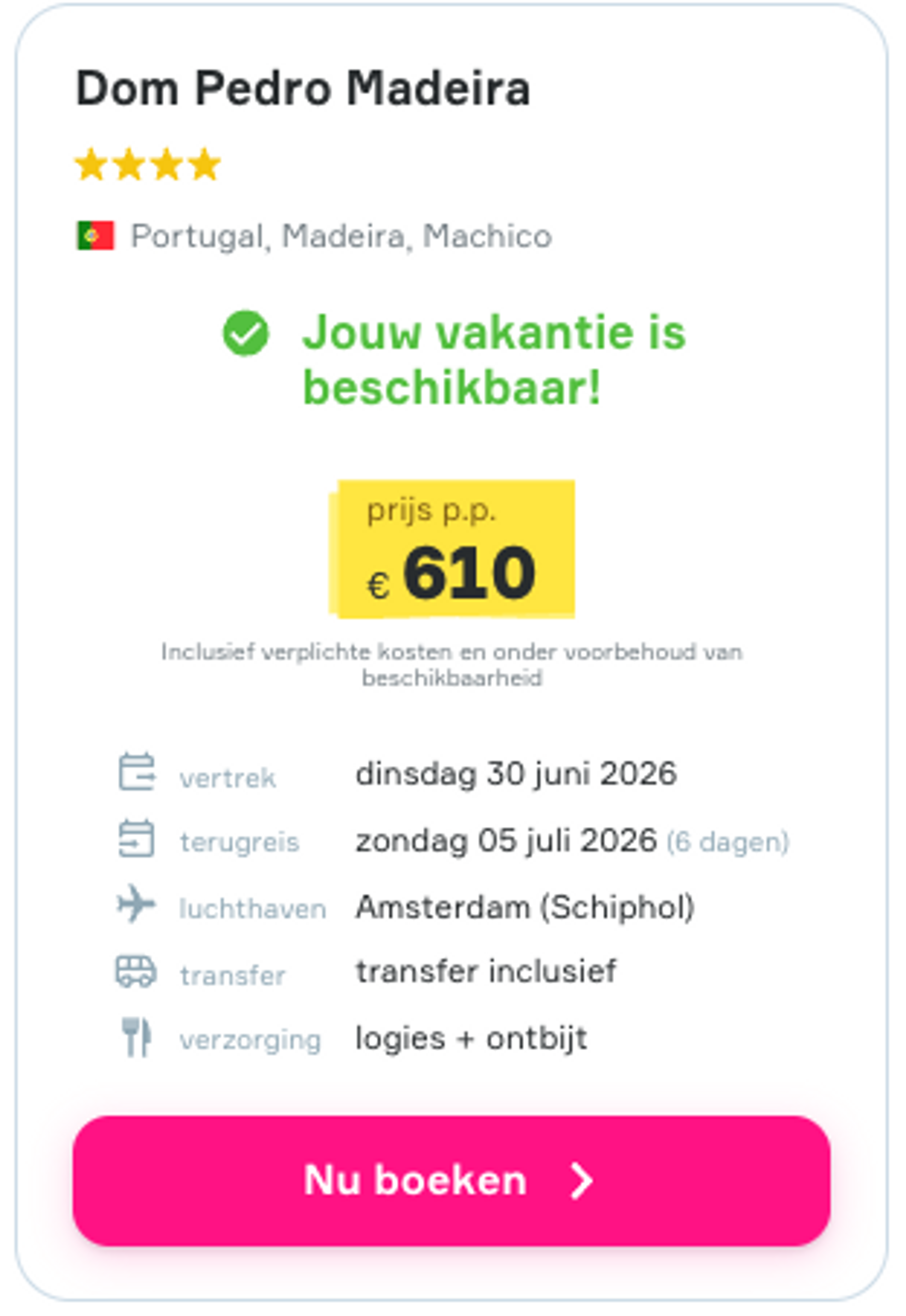 Boekingsvoorbeeld