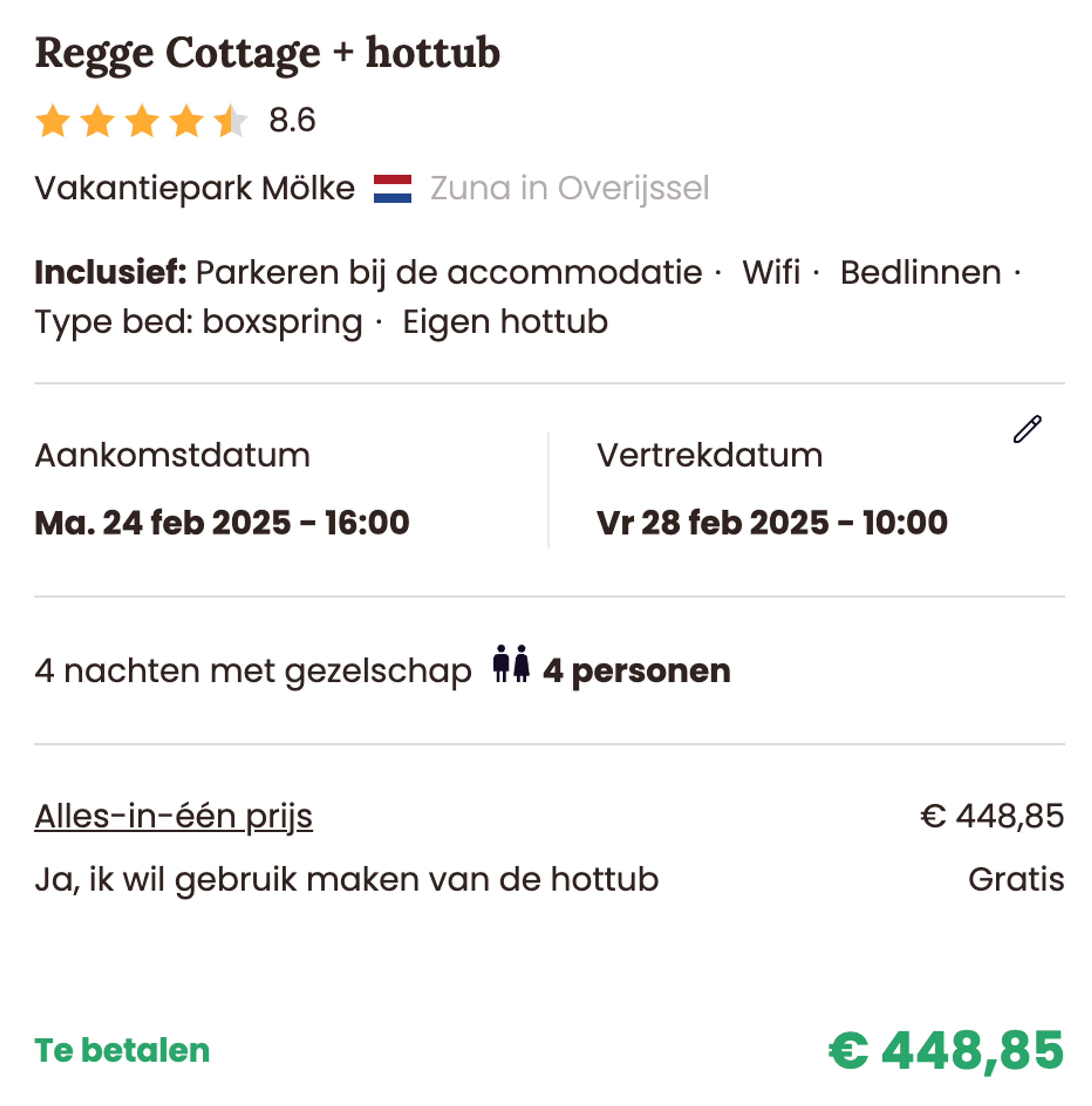 Boekingsvoorbeeld