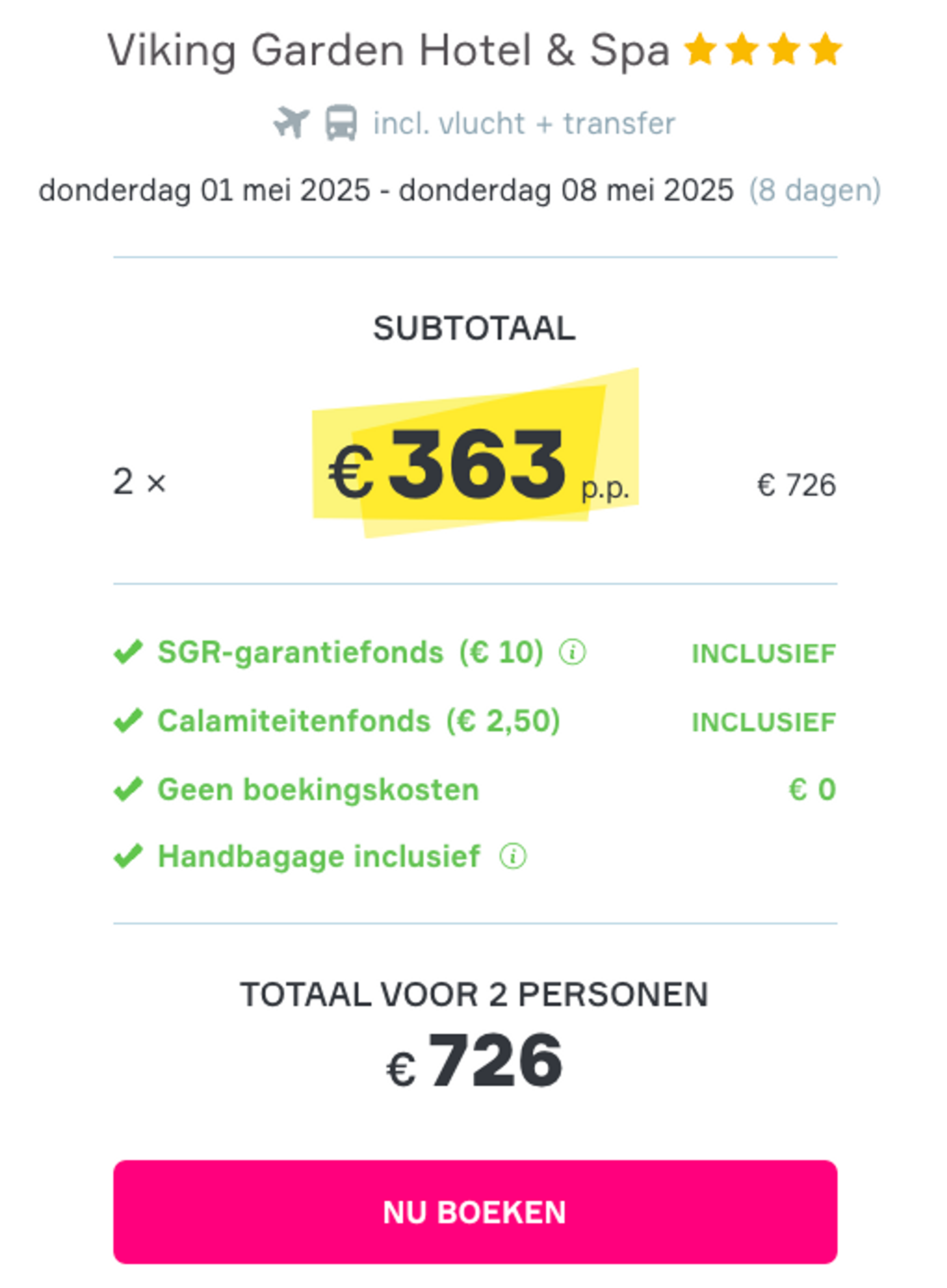Boekingsvoorbeeld