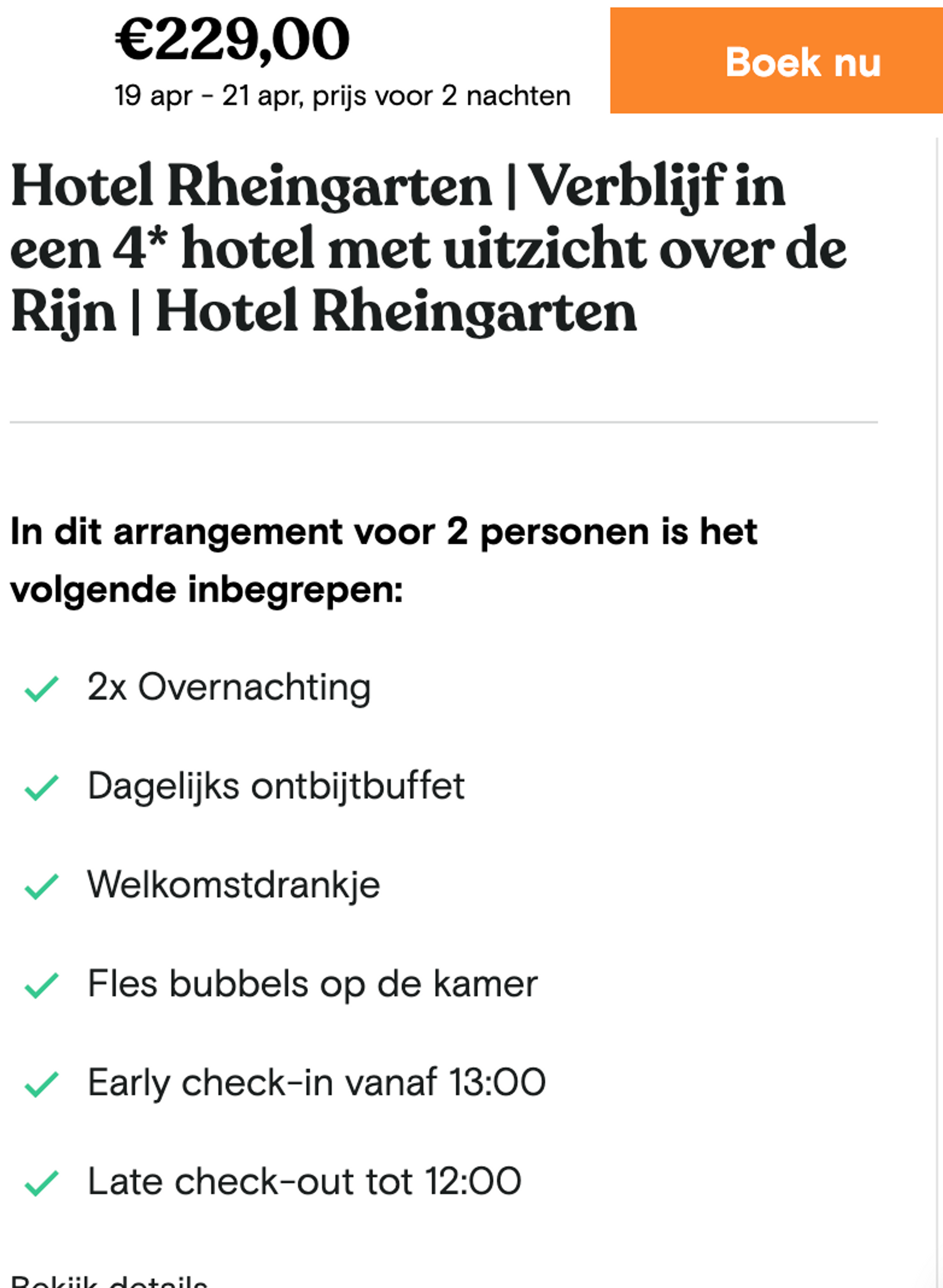 Boekingsvoorbeeld