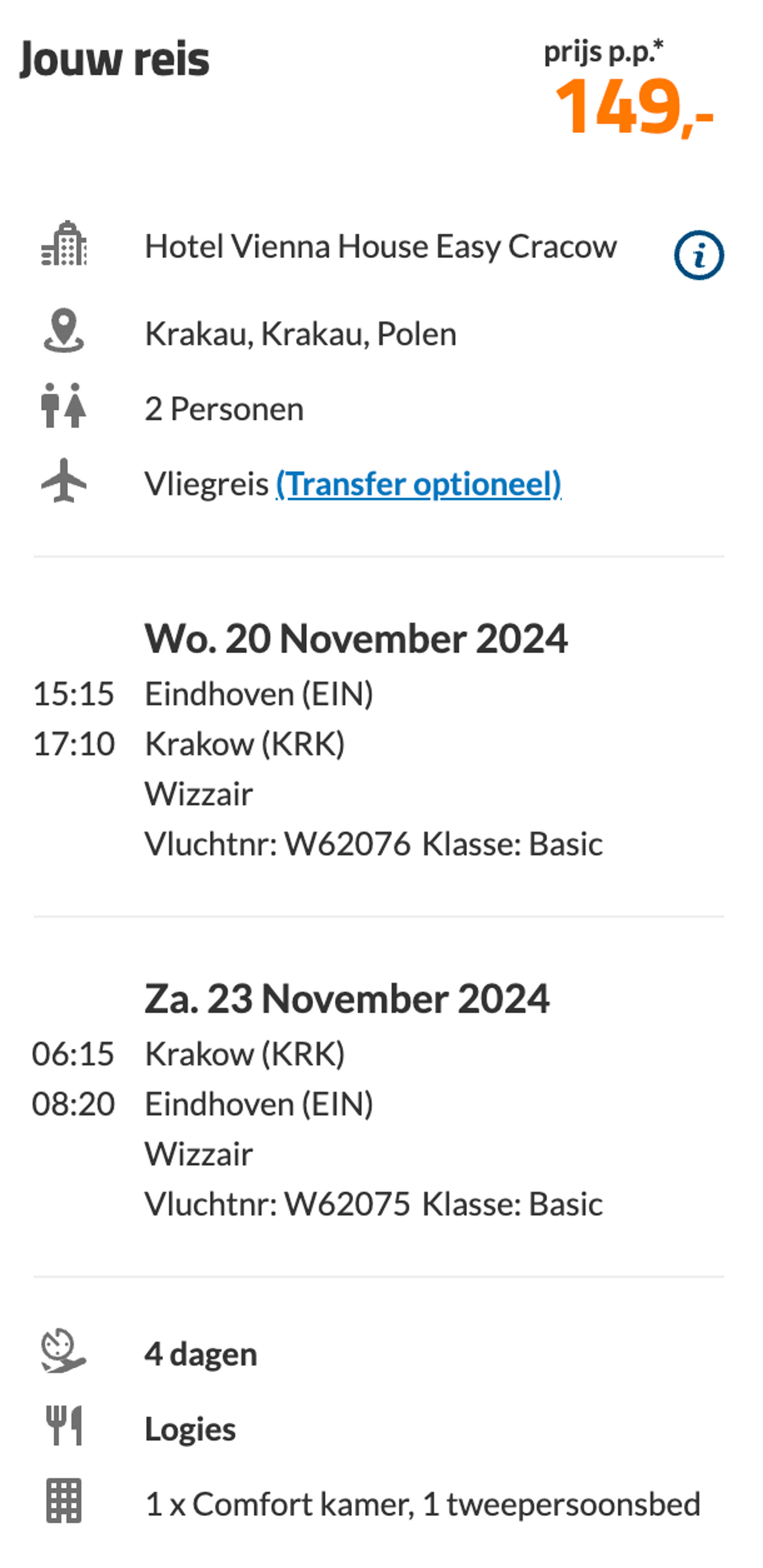 Boekingsvoorbeeld
