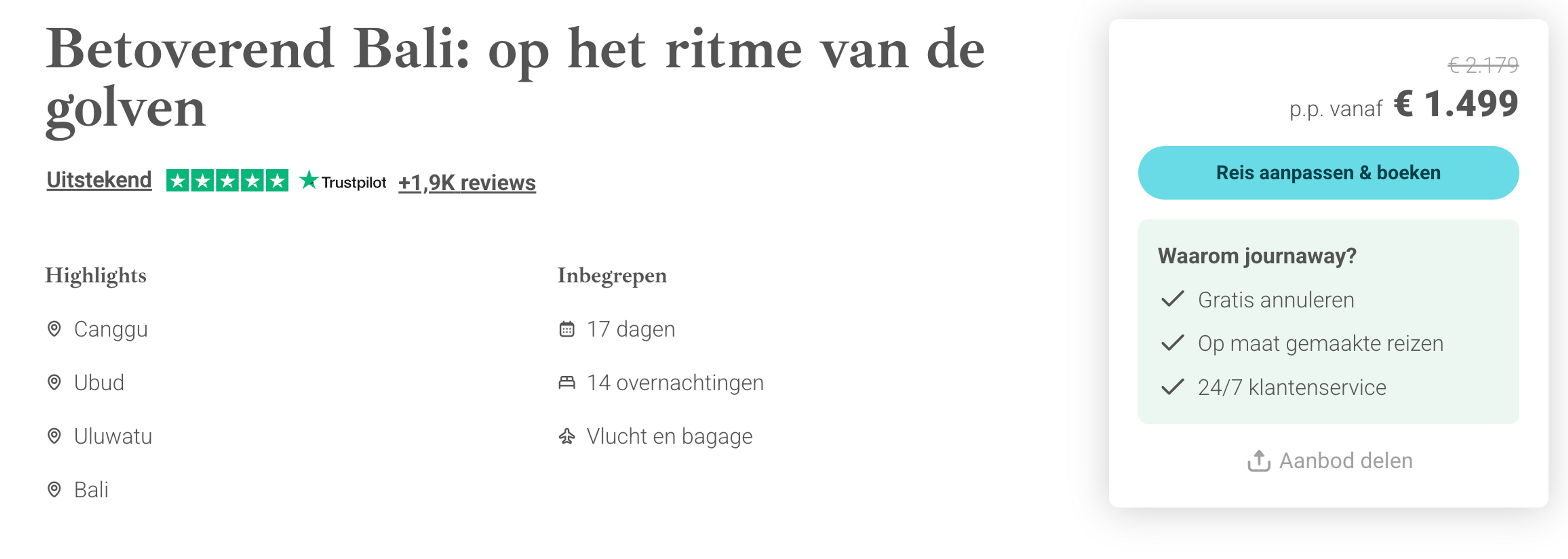 Boekingsvoorbeeld