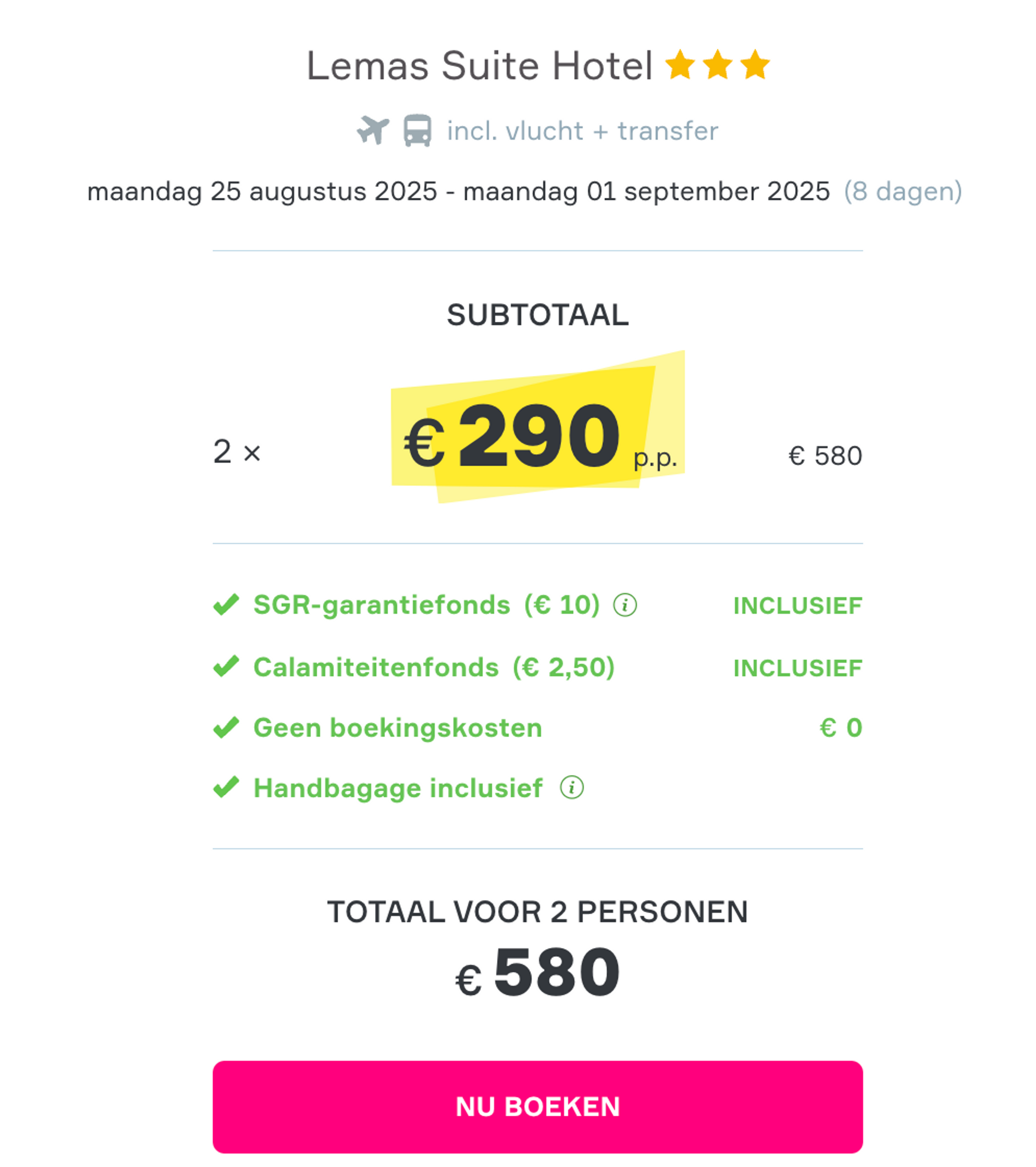 Boekingsvoorbeeld