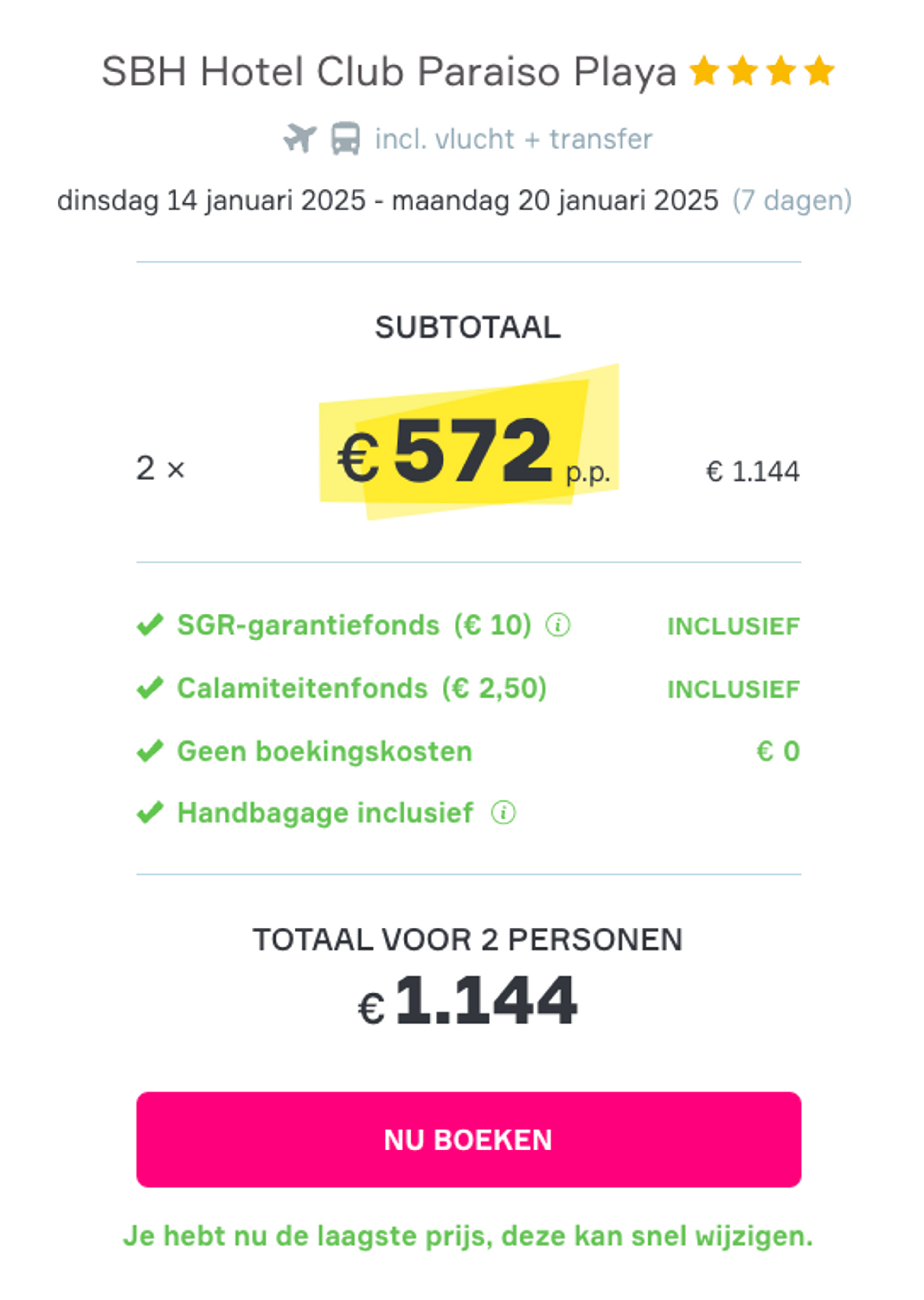 Boekingsvoorbeeld