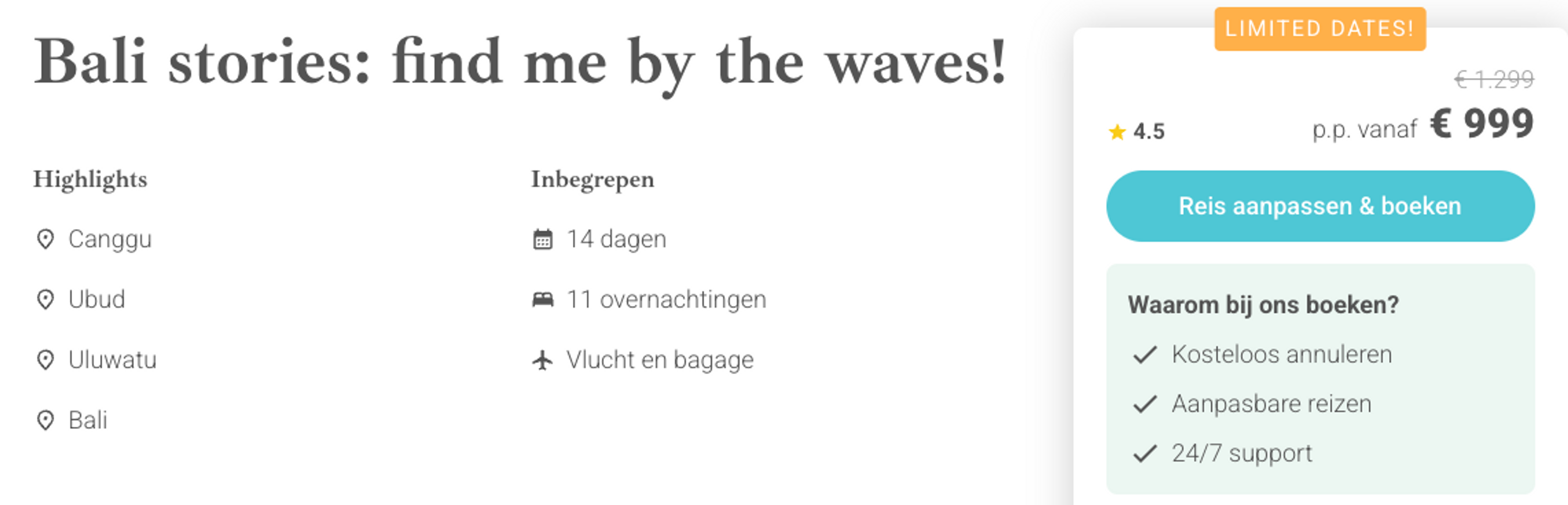 Boekingsvoorbeeld