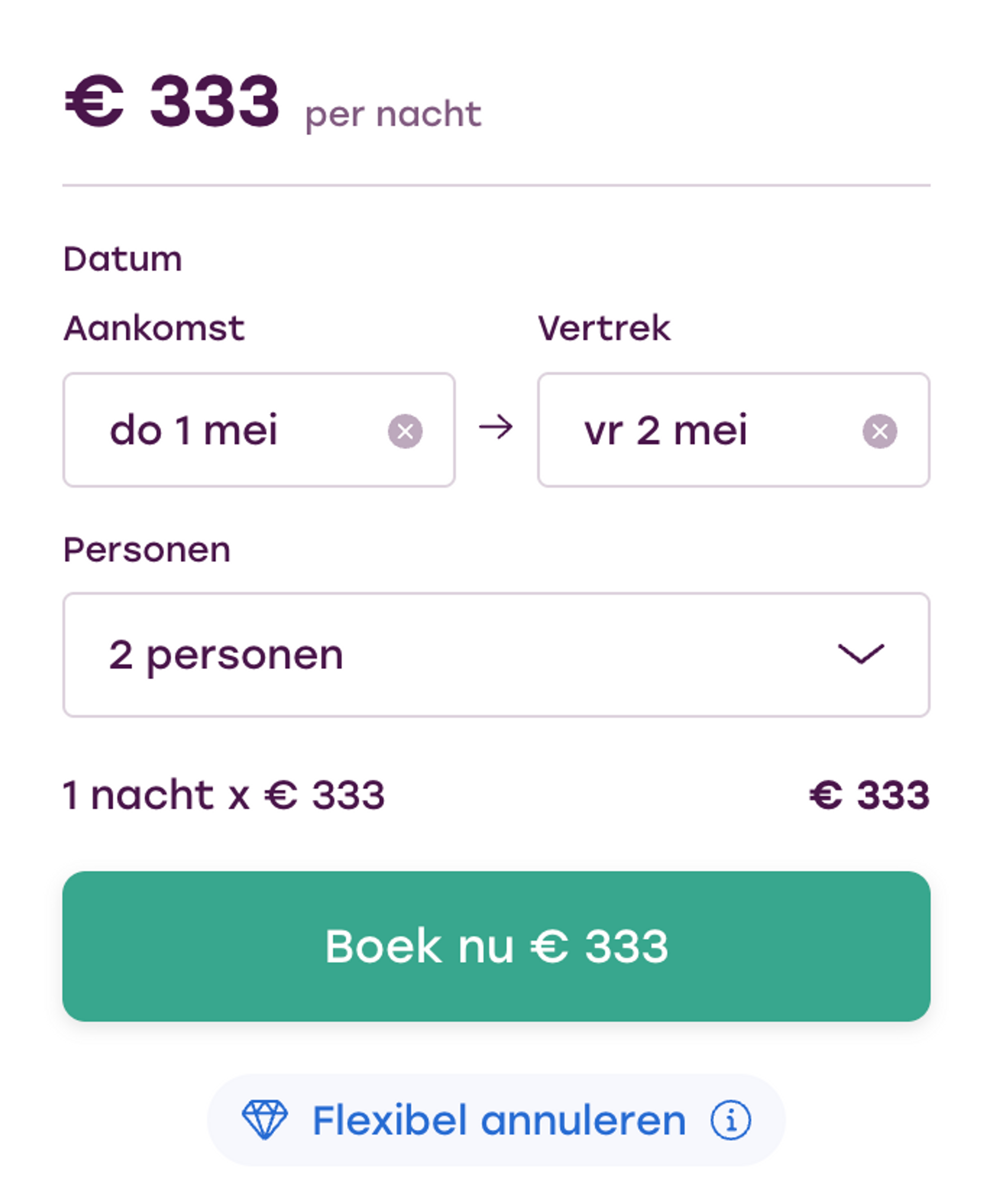 Boekingsvoorbeeld