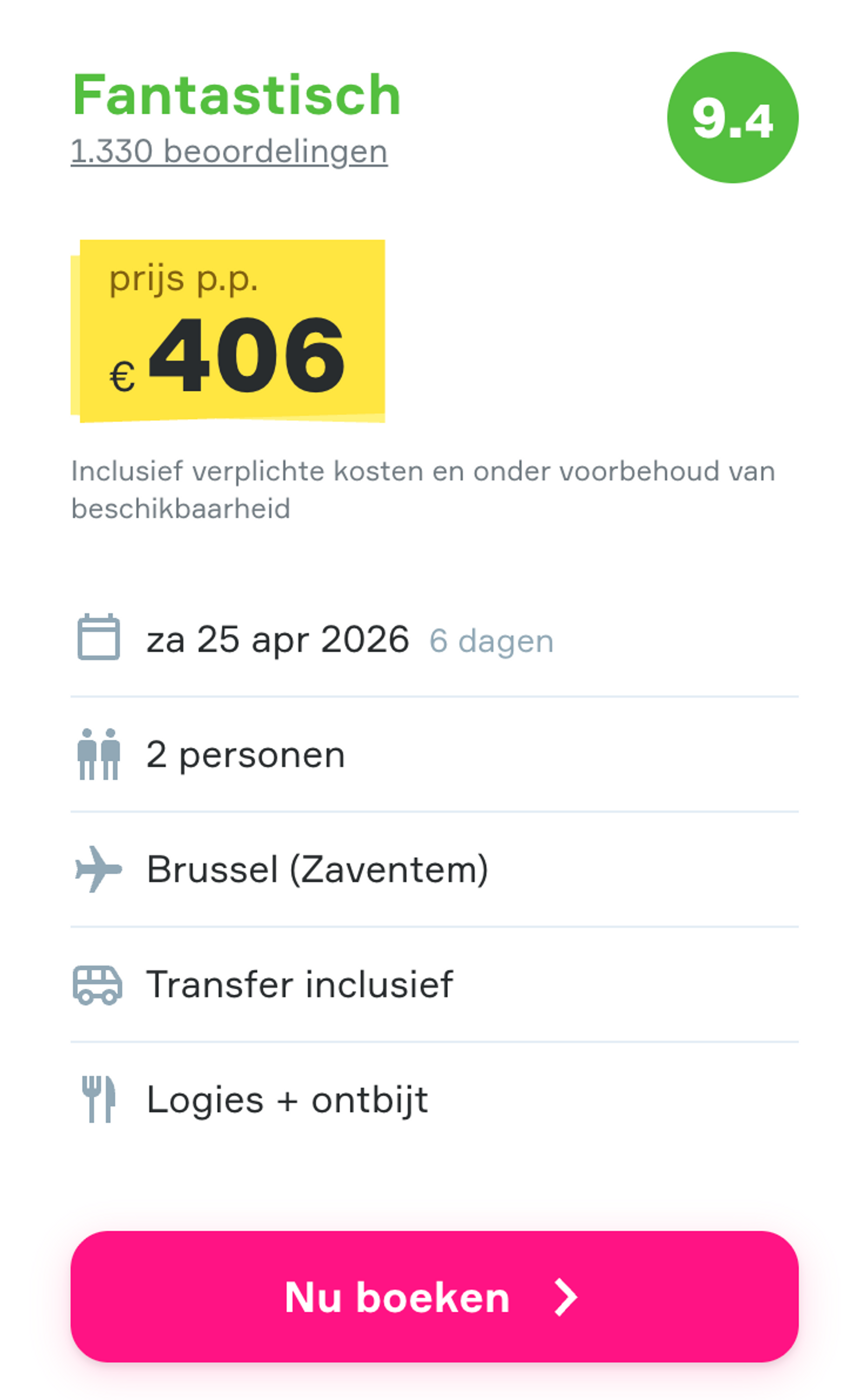 Boekingsvoorbeeld