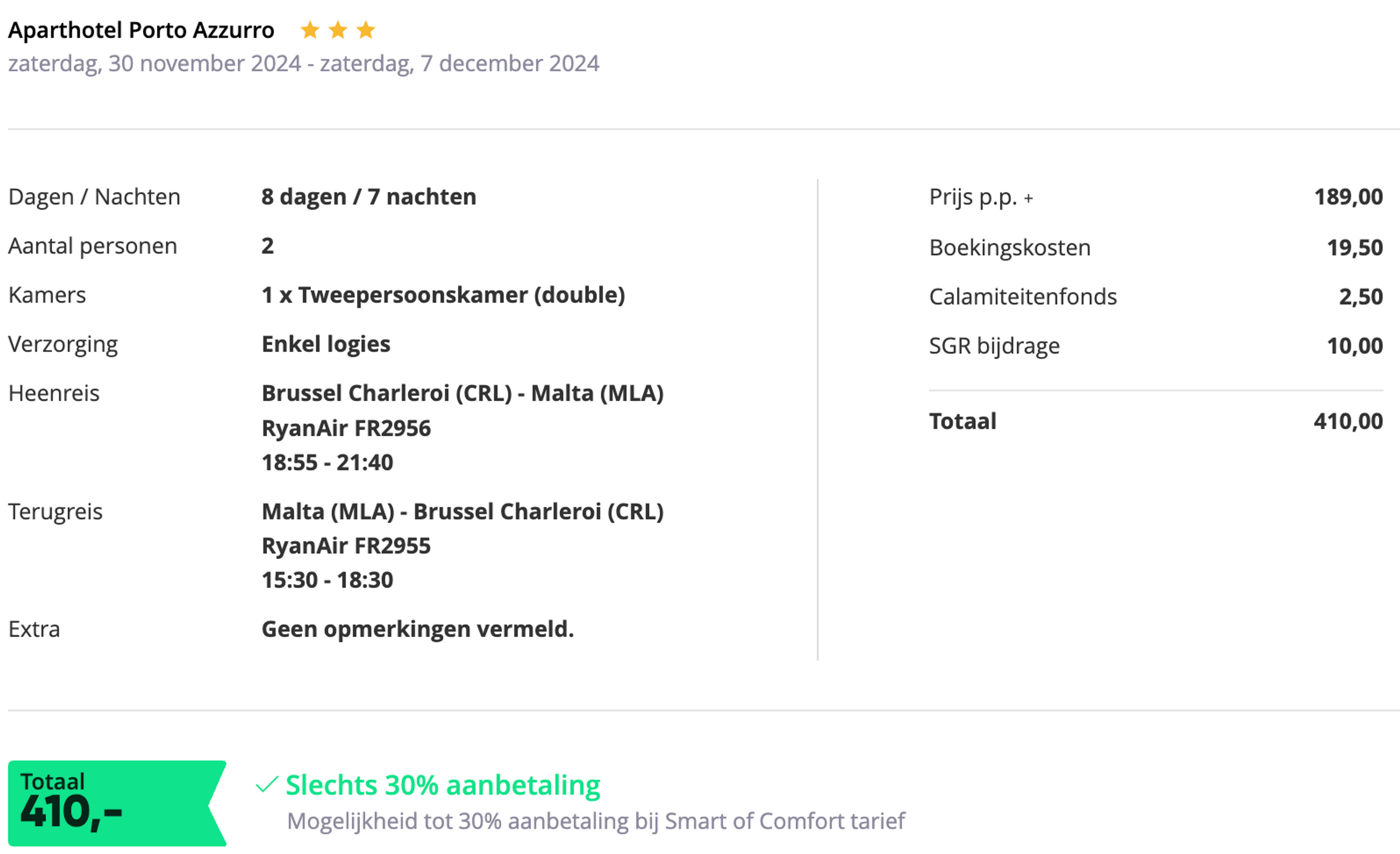 Boekingsvoorbeeld