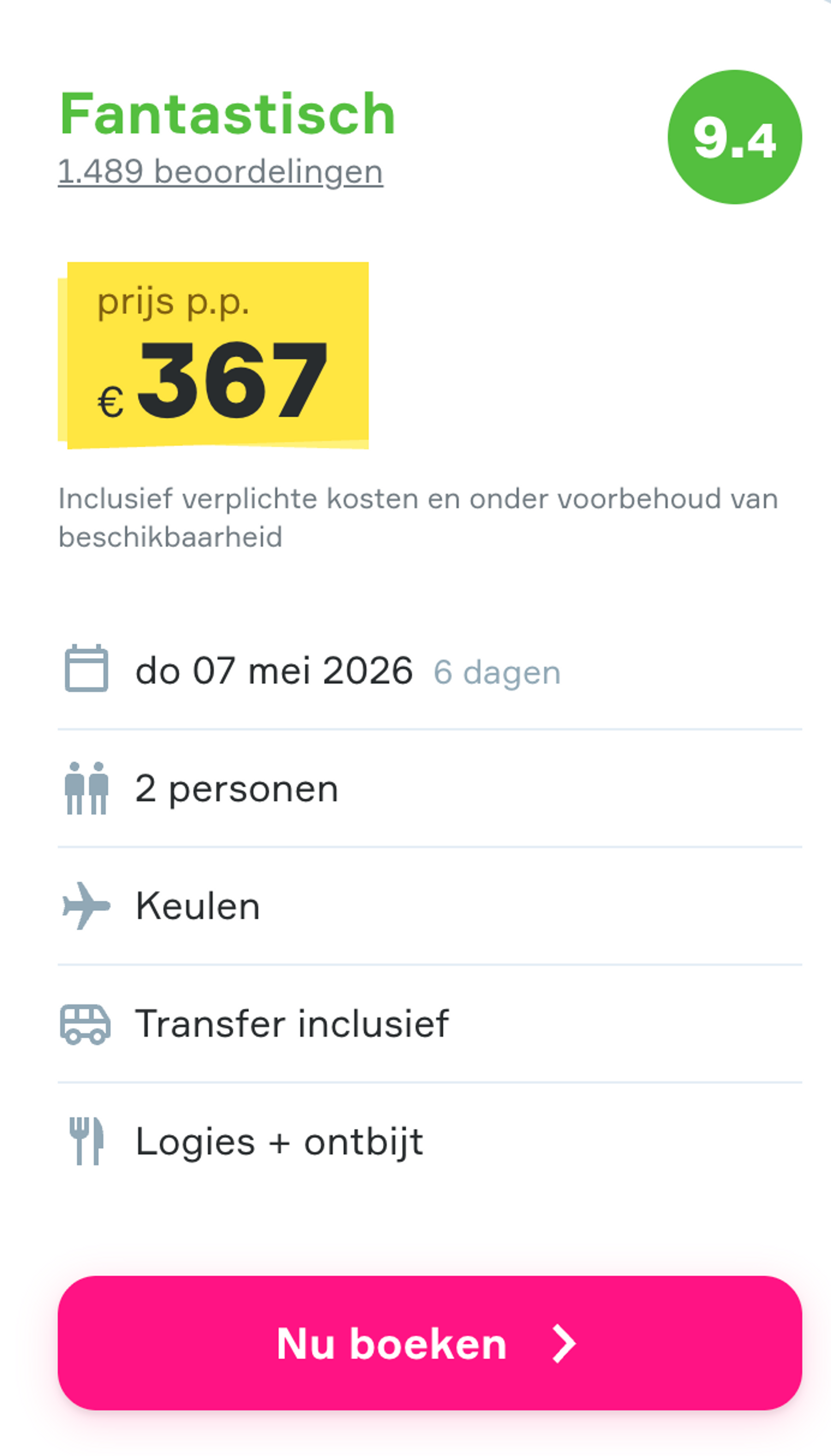 Boekingsvoorbeeld
