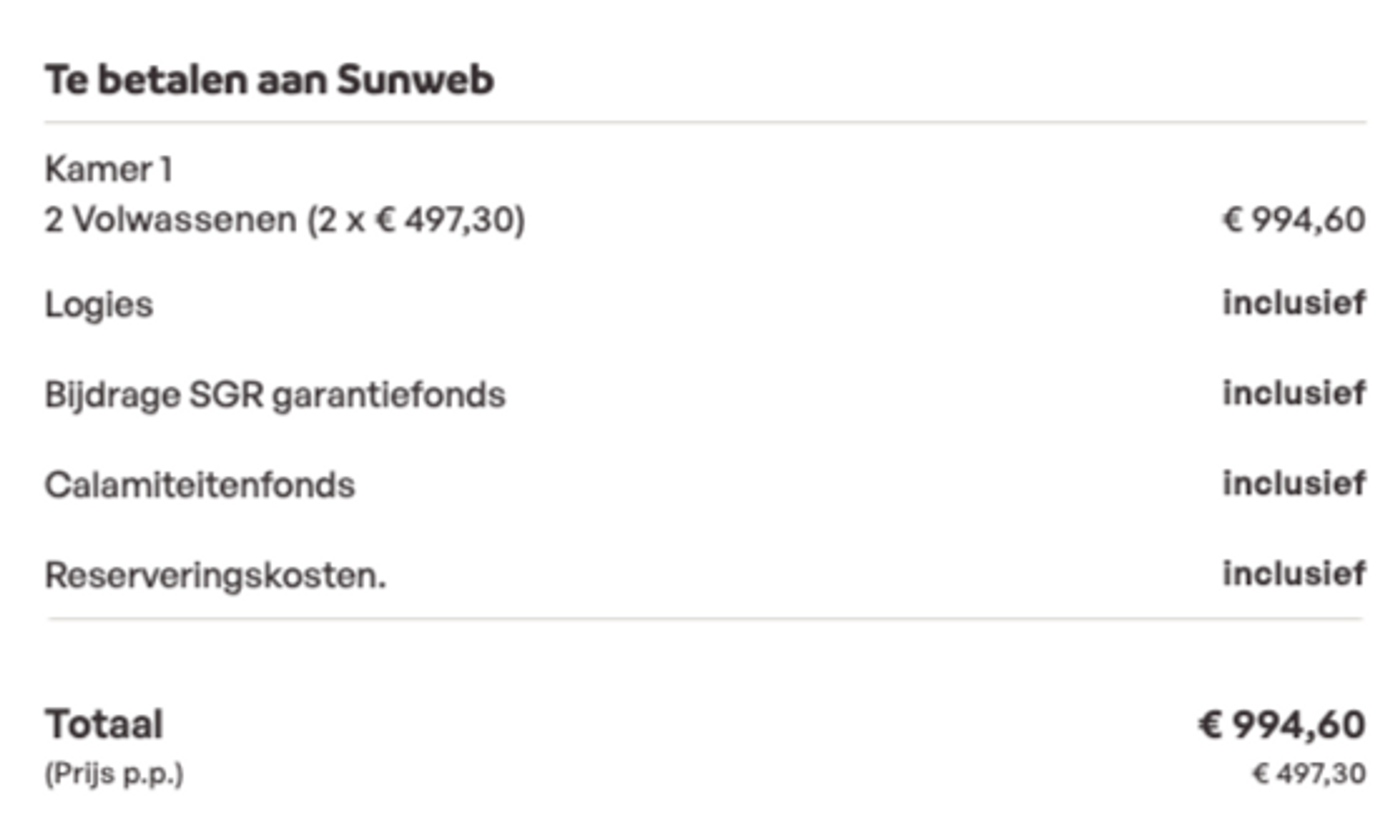 Boekingsvoorbeeld