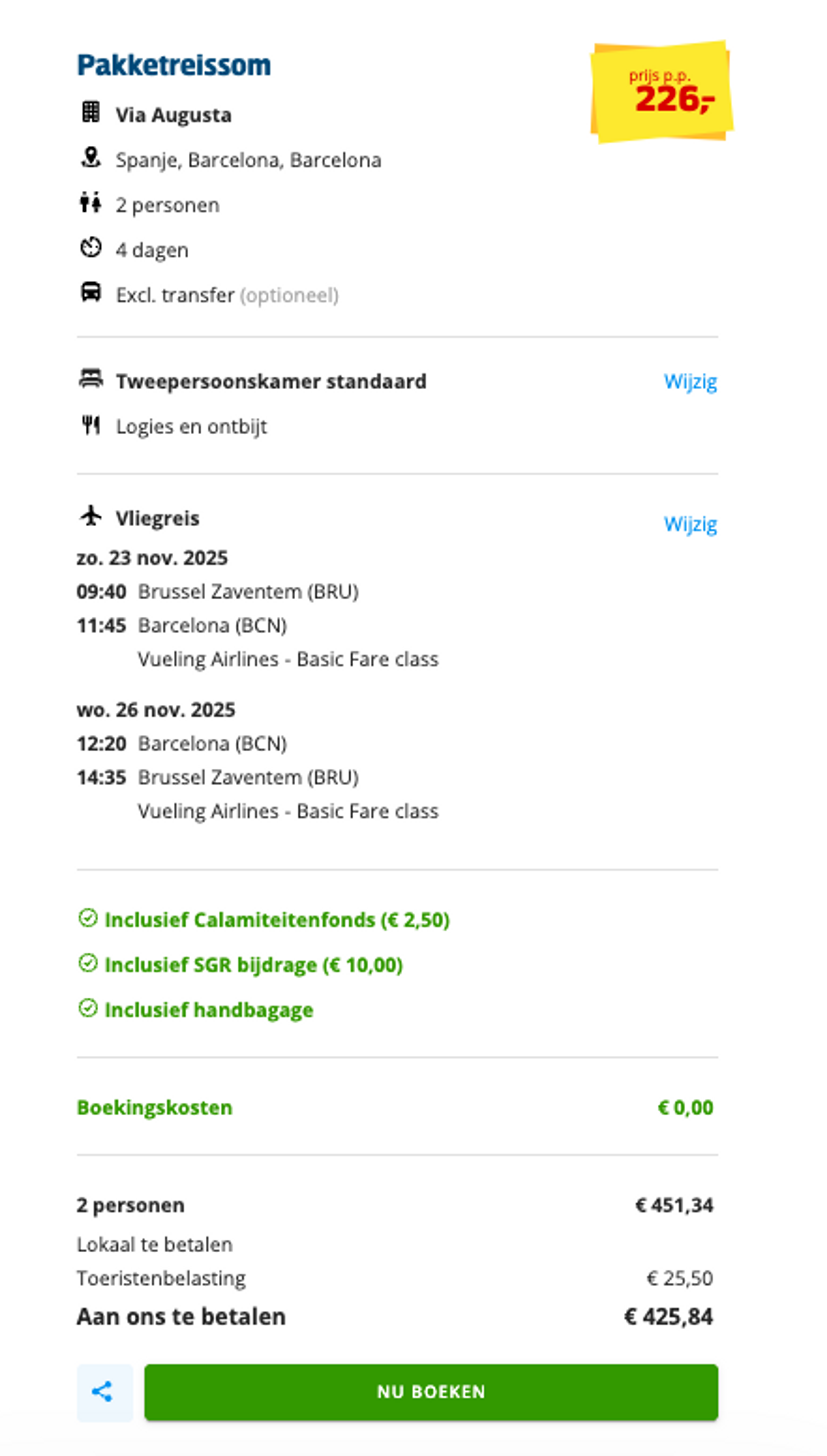 Boekingsvoorbeeld