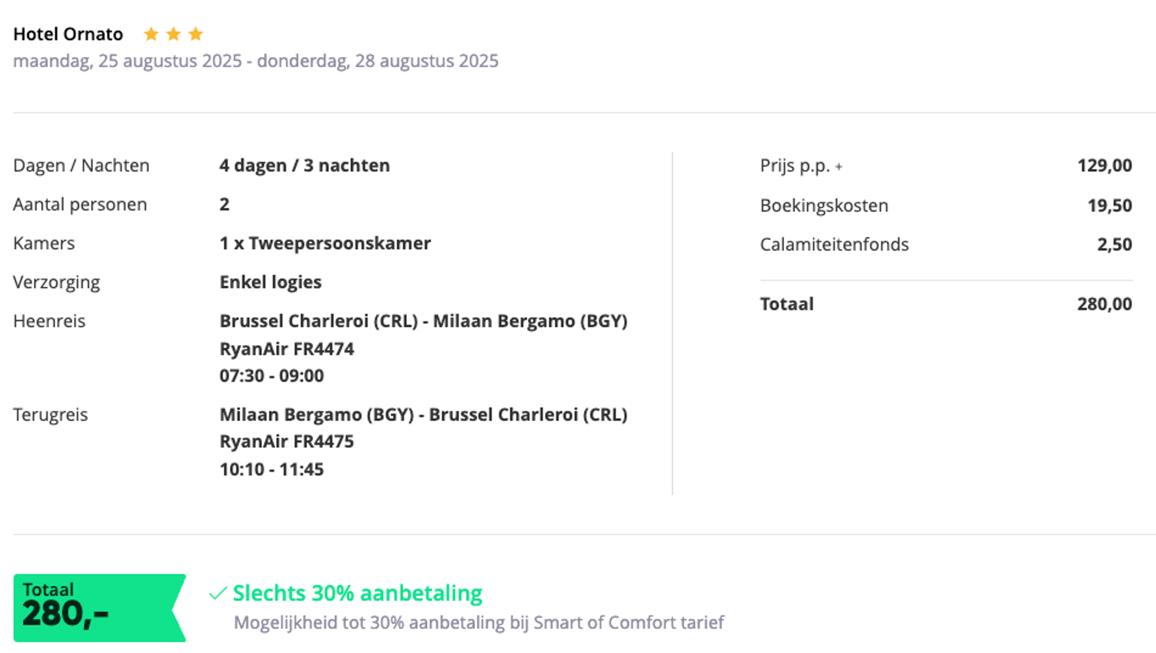 Boekingsvoorbeeld