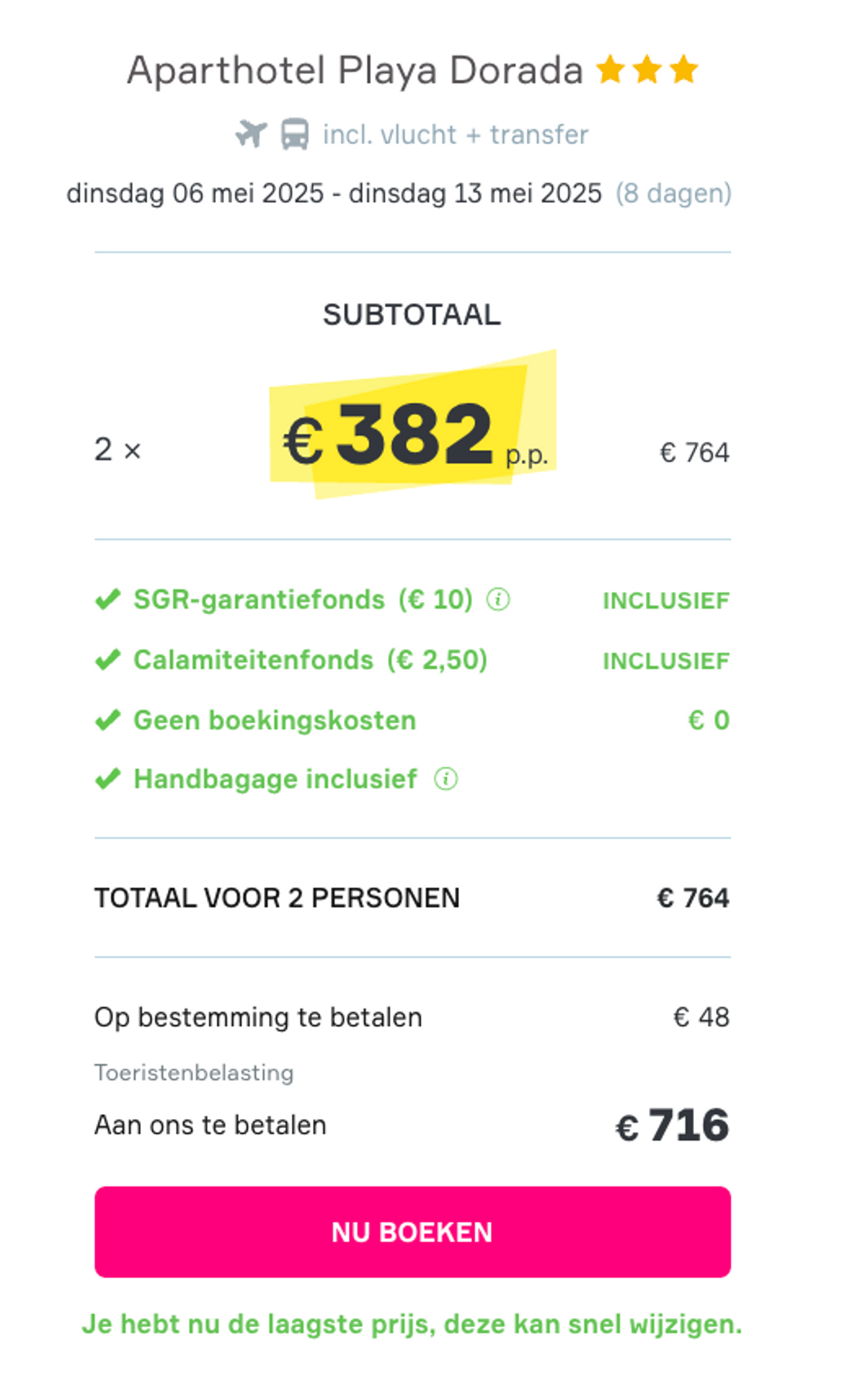 Boekingsvoorbeeld
