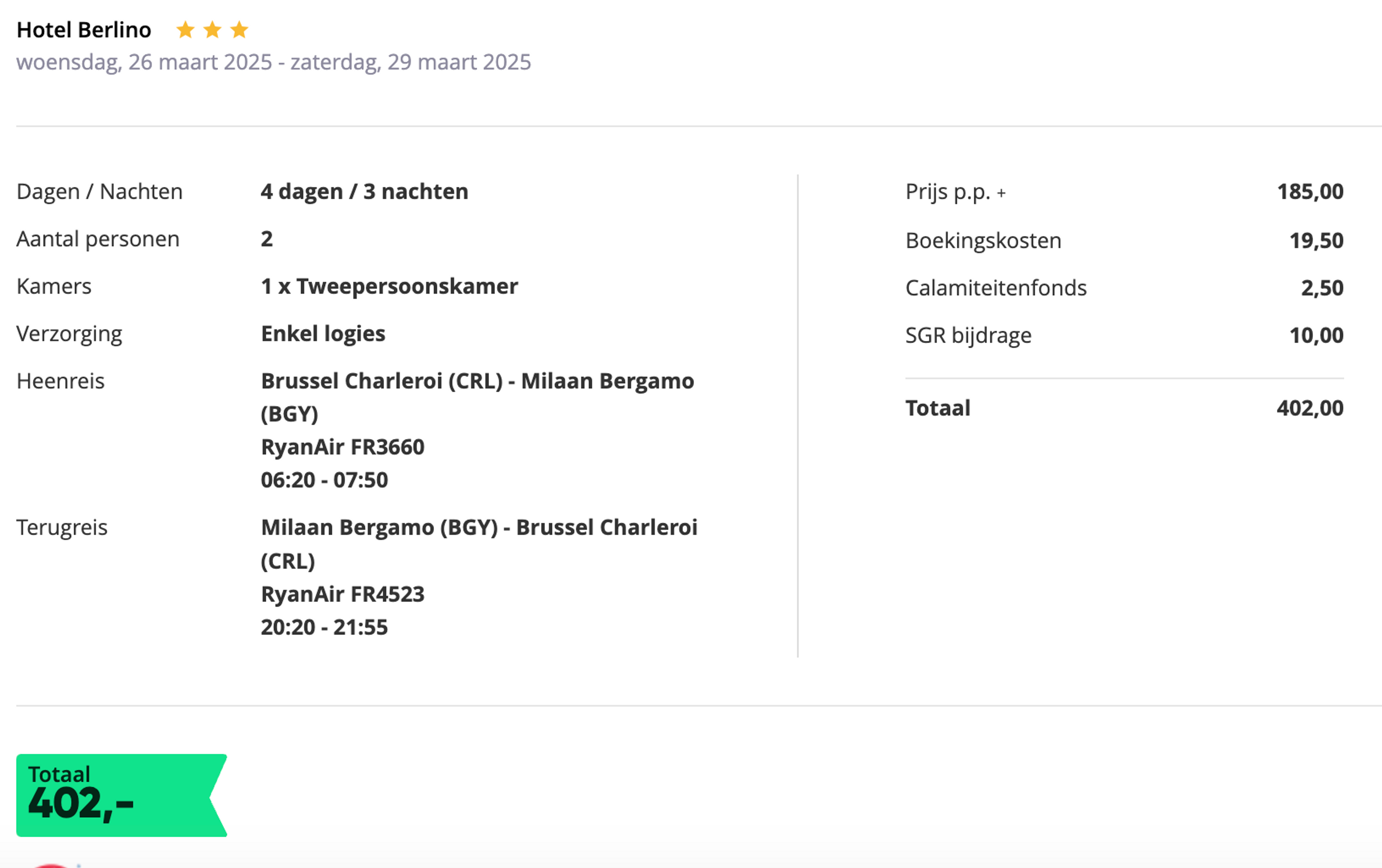 Boekingsvoorbeeld
