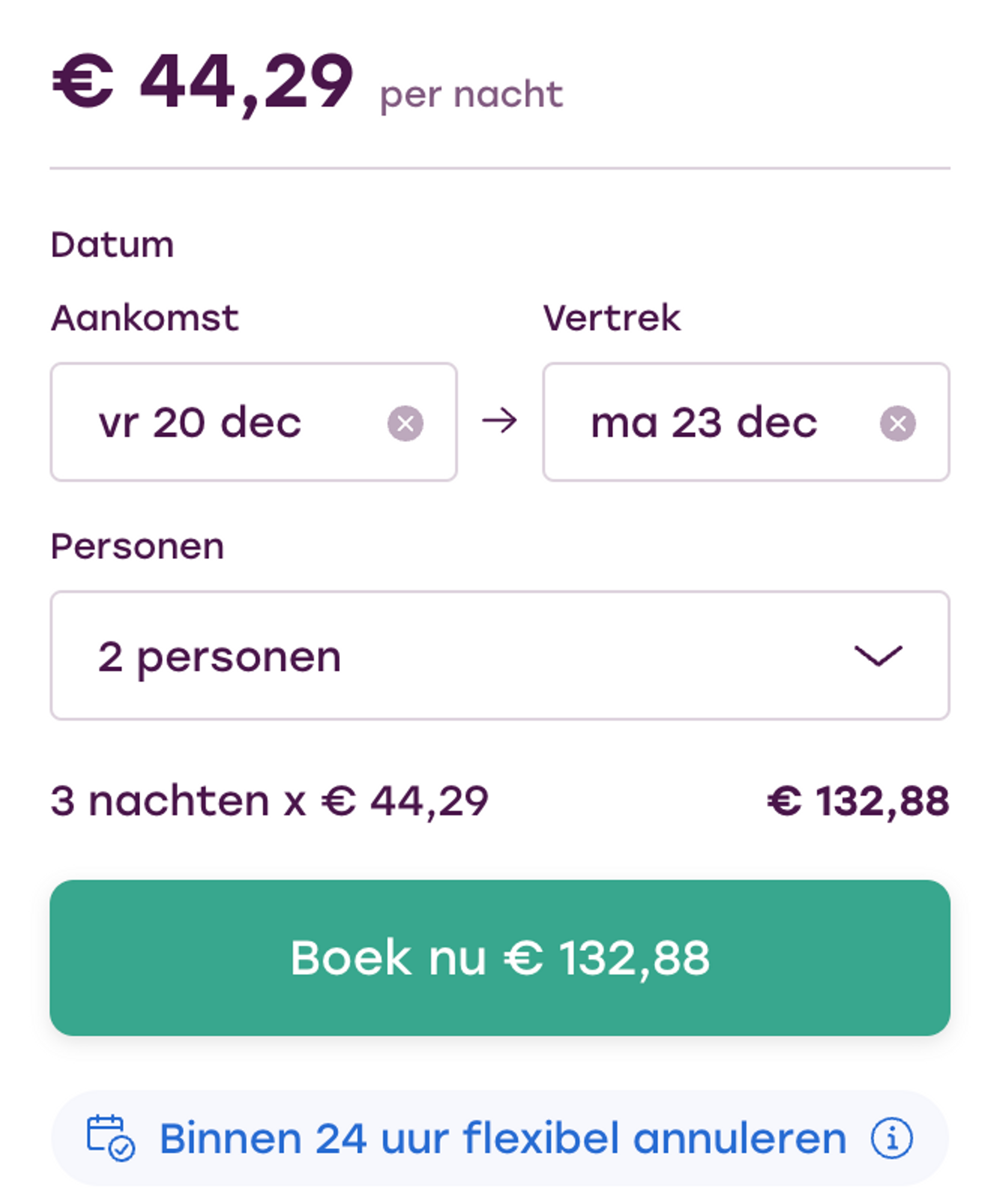 Boekingsvoorbeeld