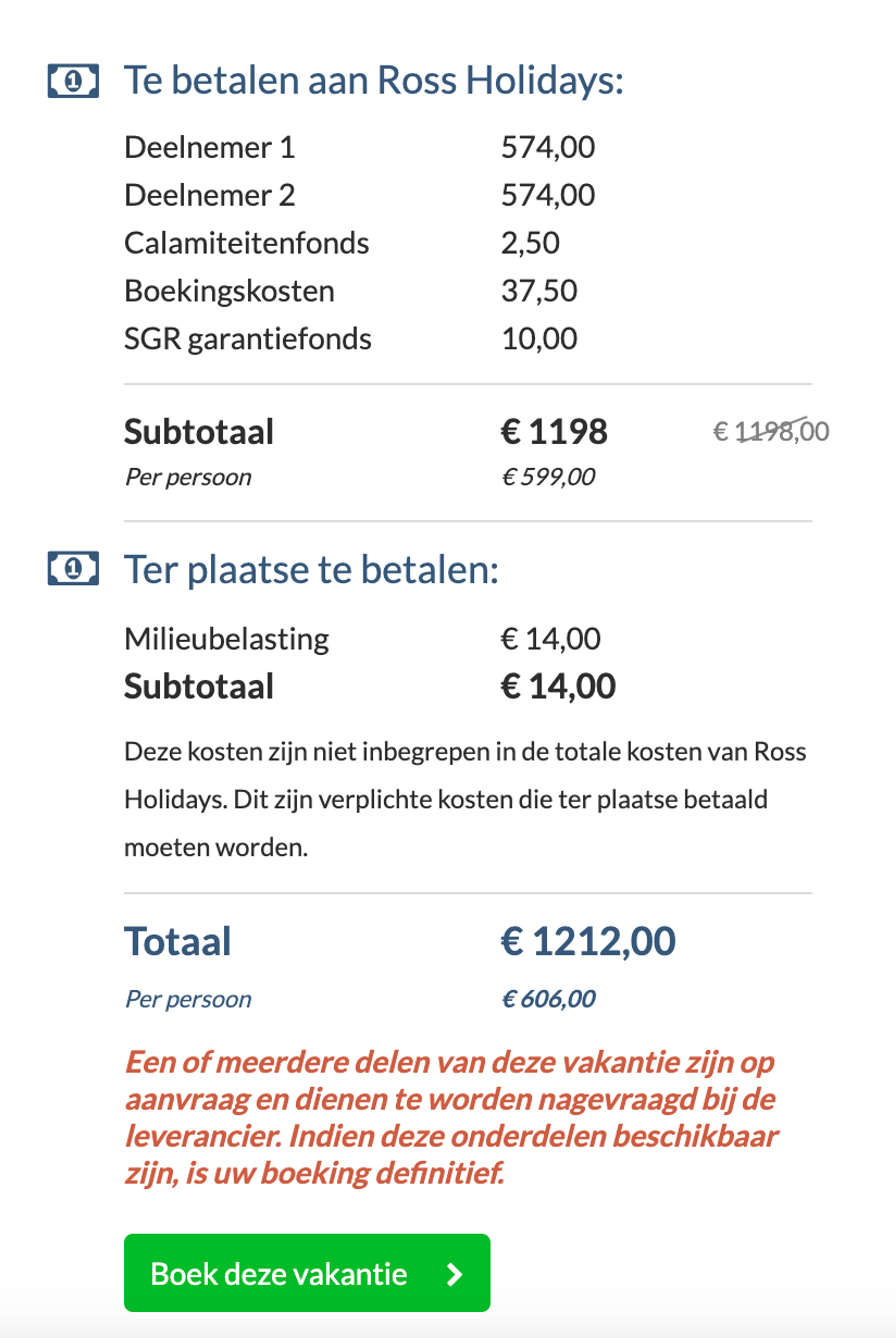 Boekingsvoorbeeld