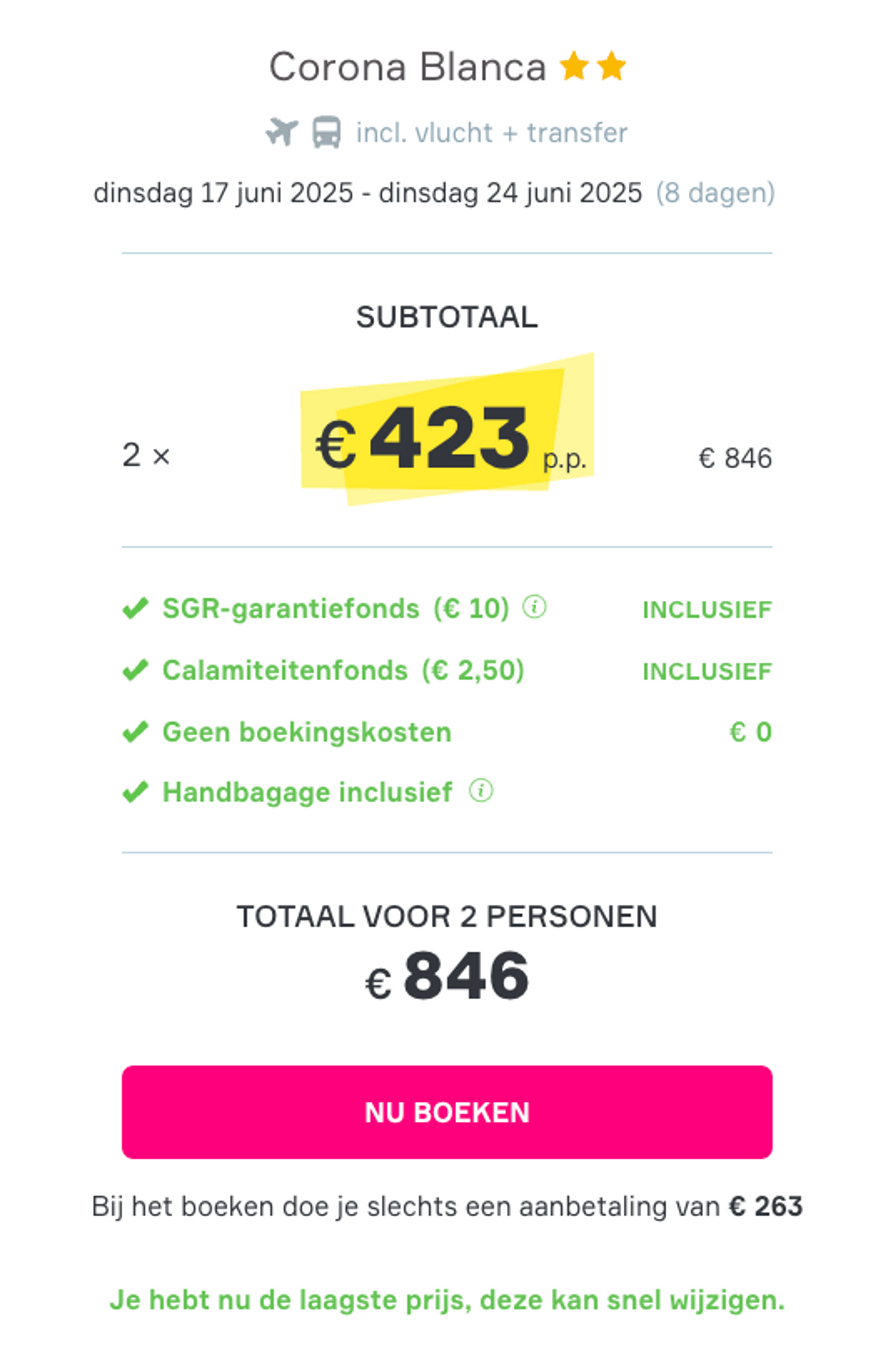 Boekingsvoorbeeld