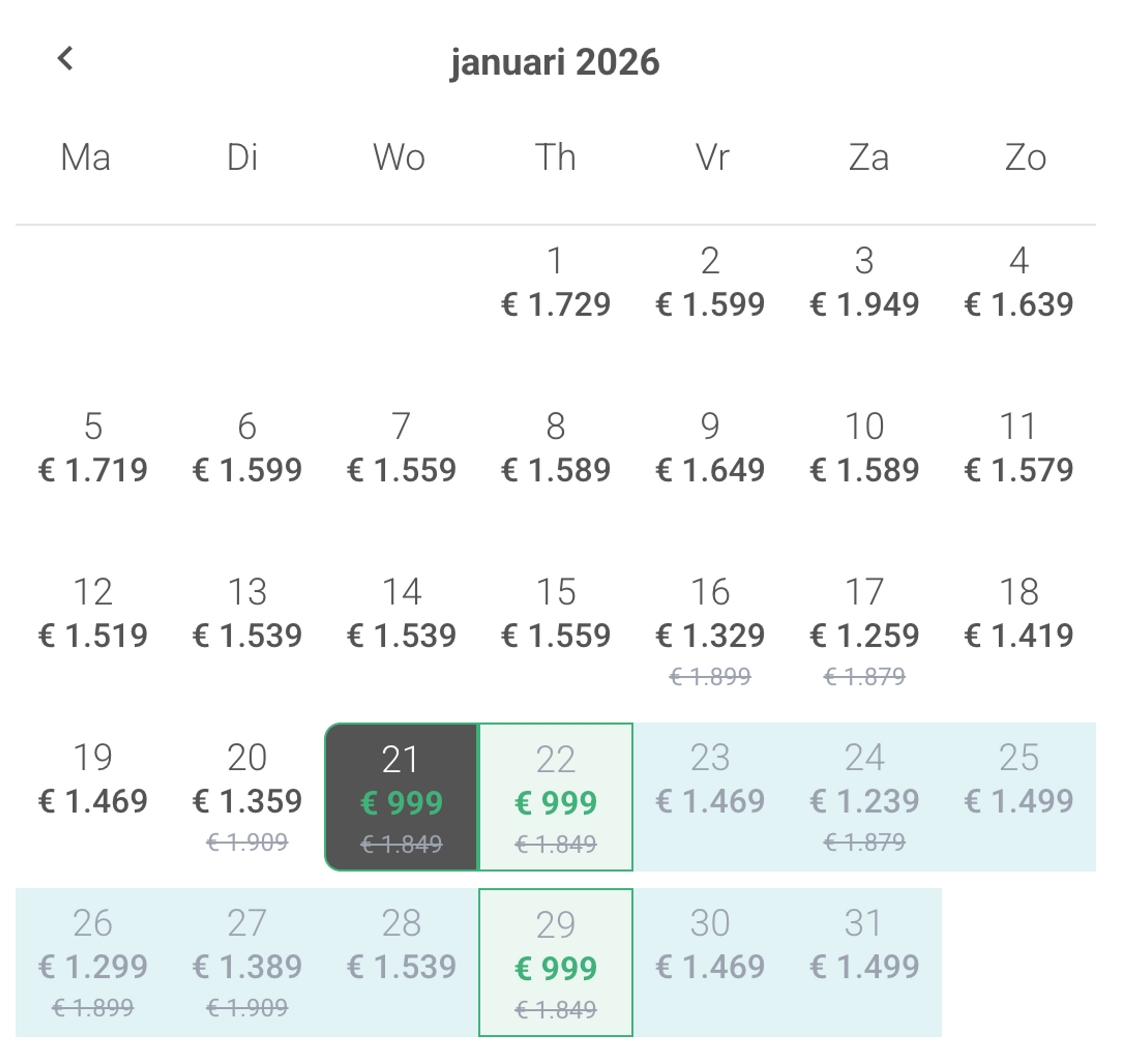 Boekingsvoorbeeld