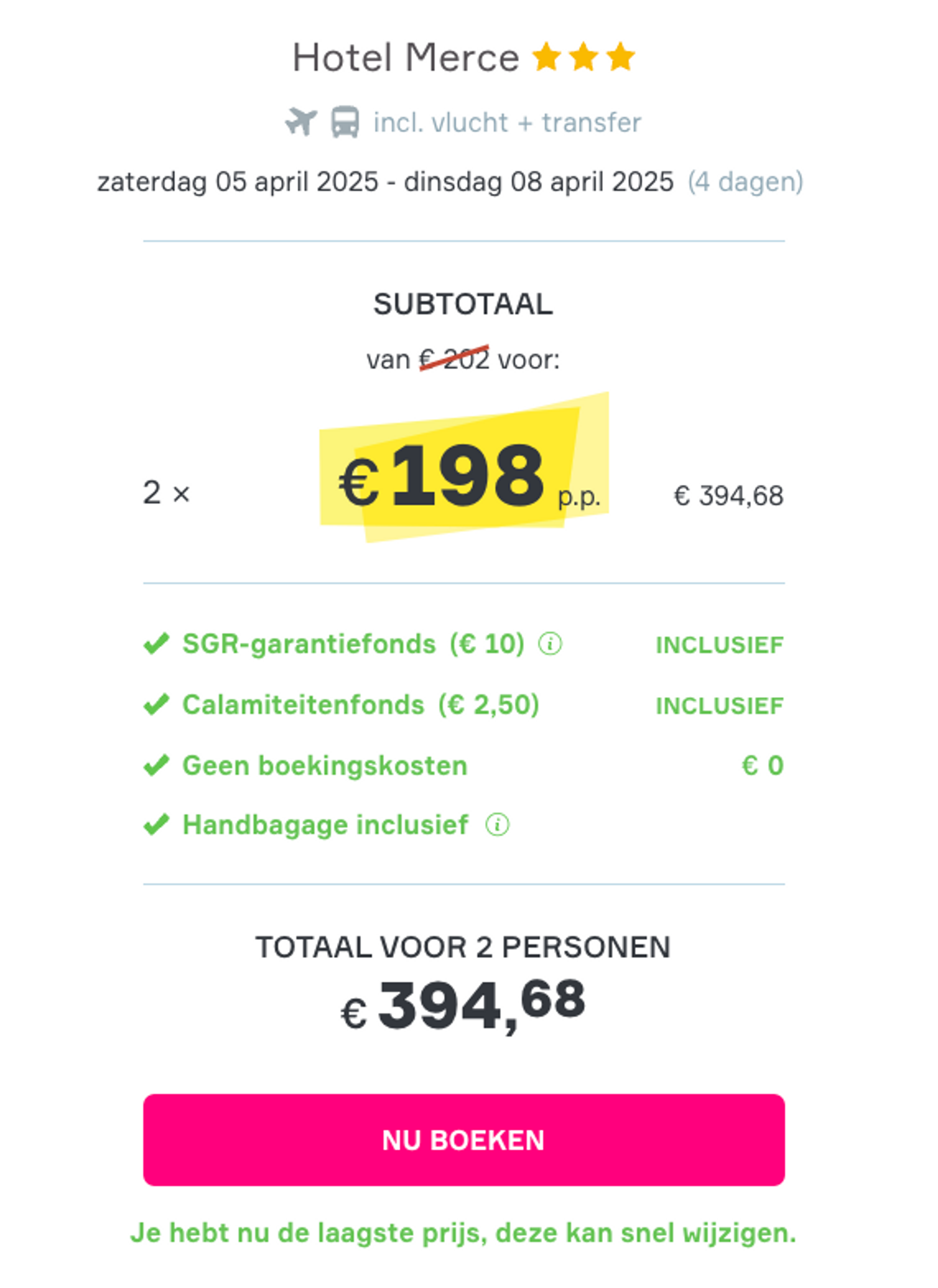 Boekingsvoorbeeld