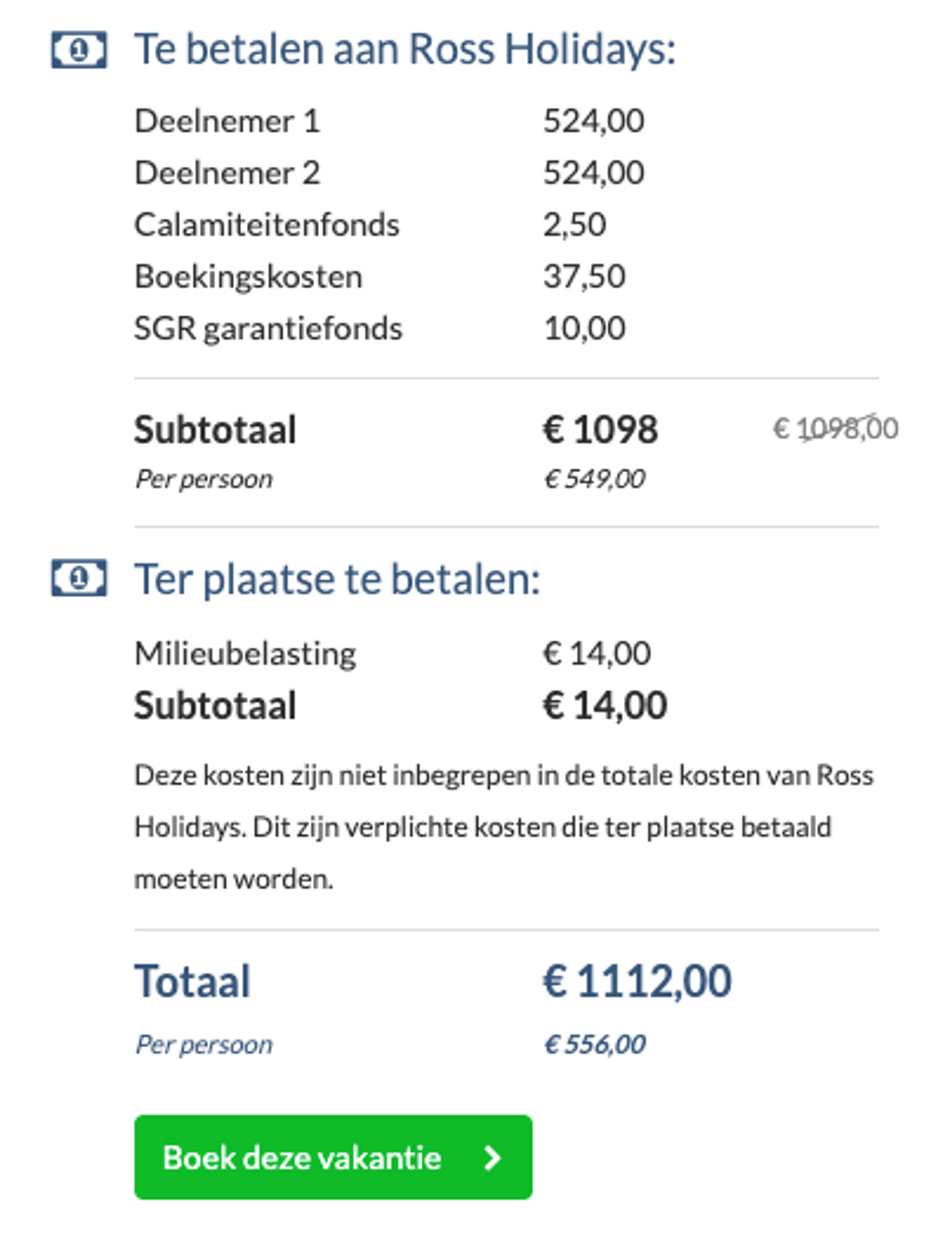 Boekingsvoorbeeld
