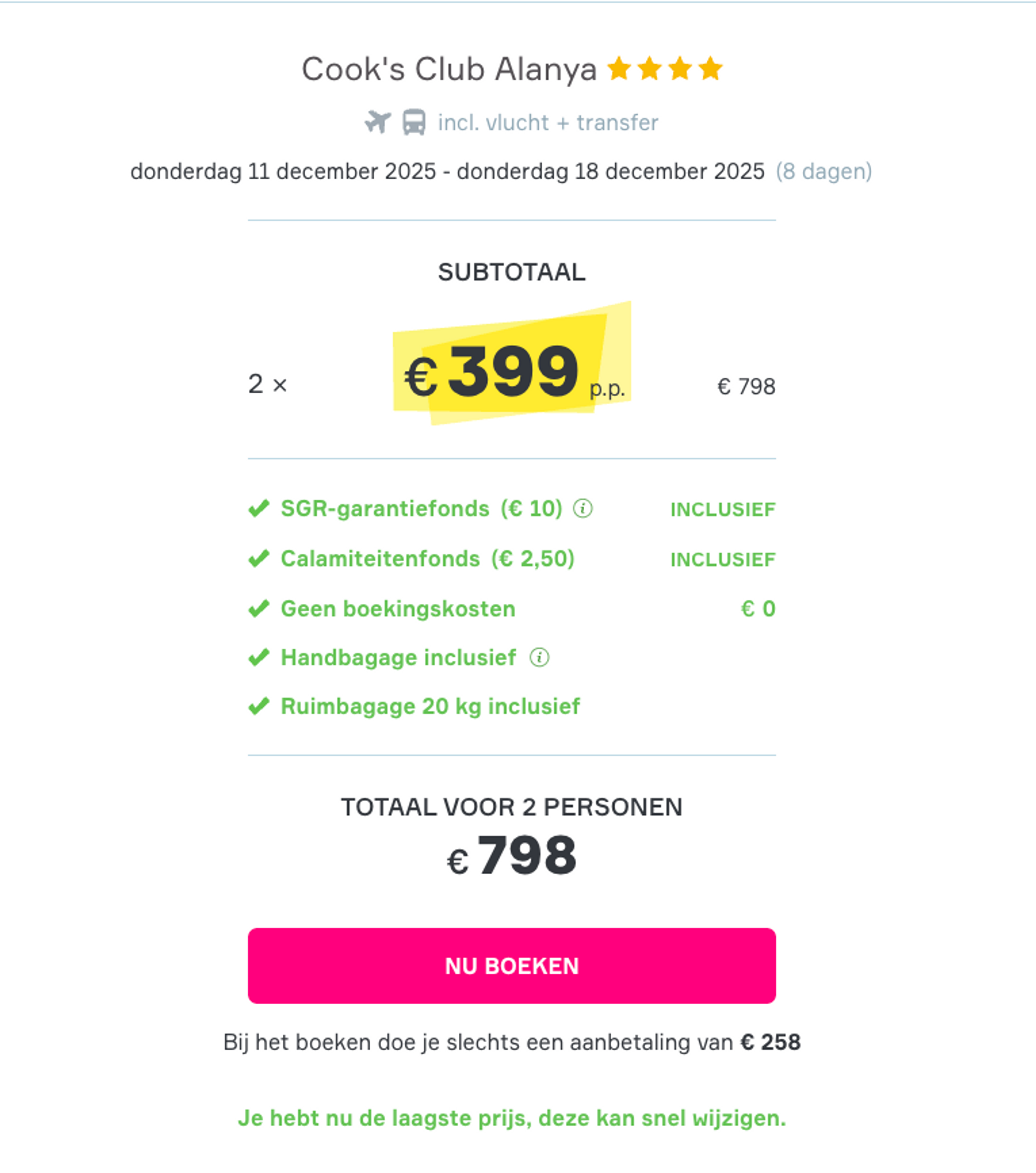 Boekingsvoorbeeld