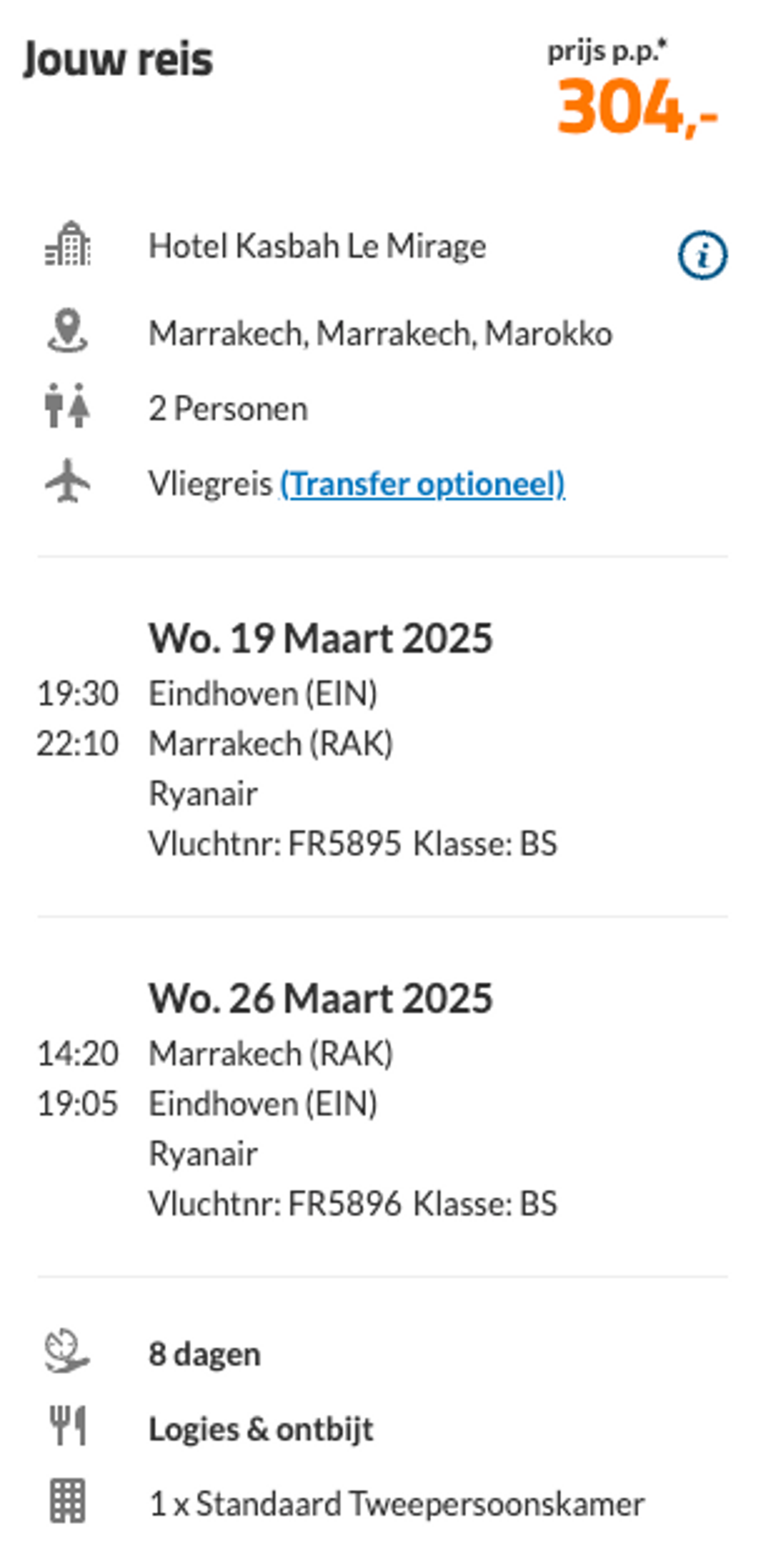 Boekingsvoorbeeld