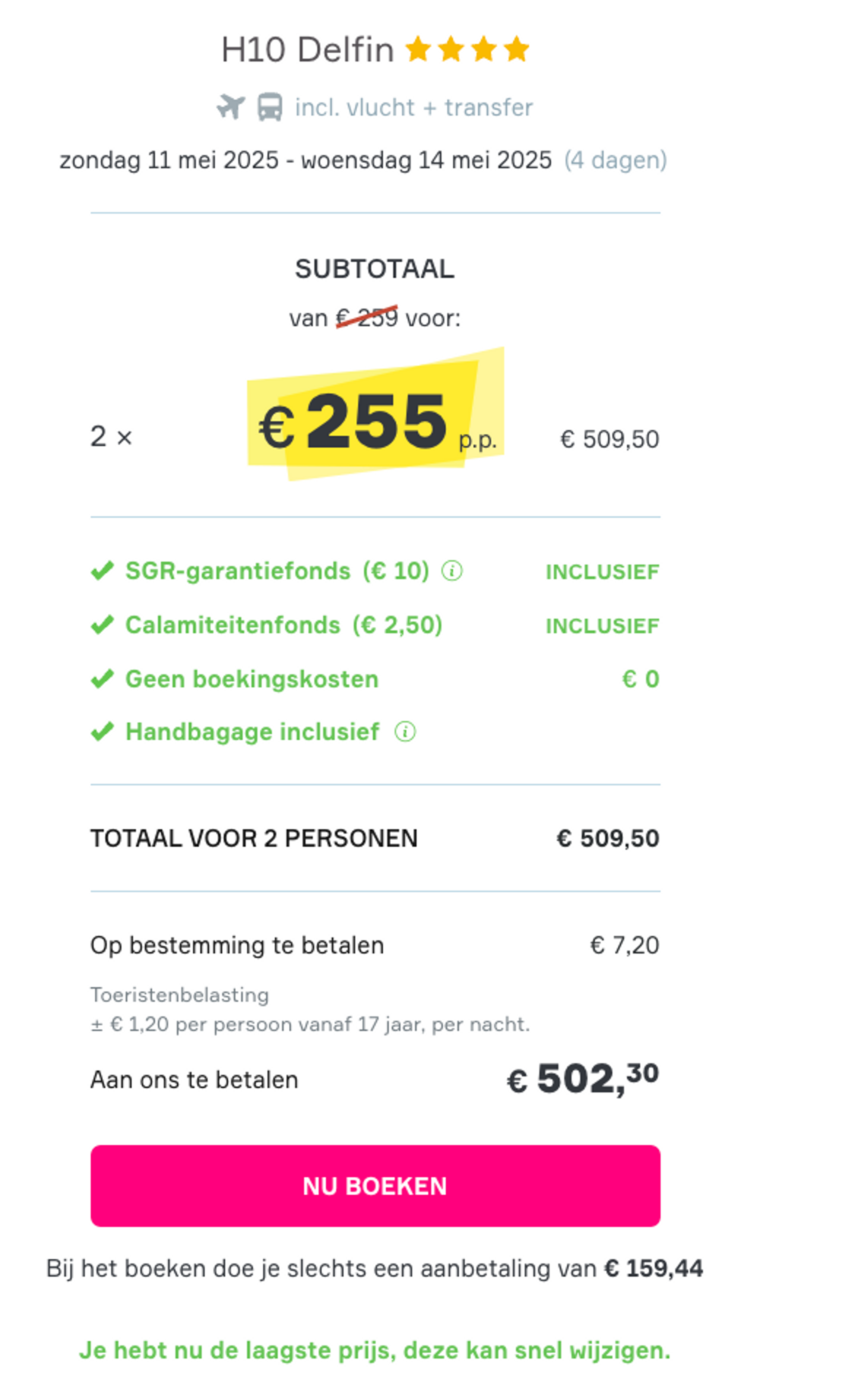 Boekingsvoorbeeld