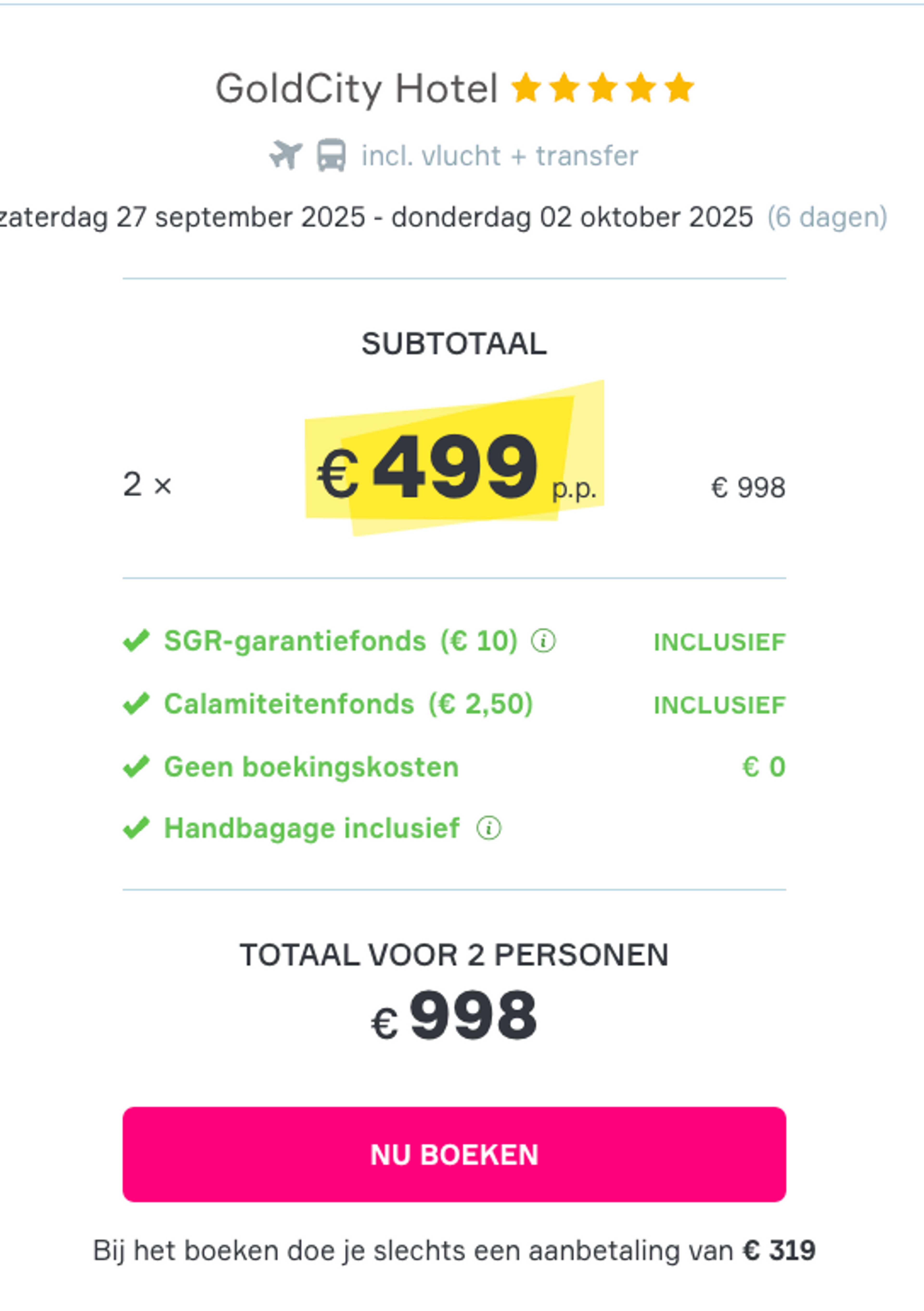 Boekingsvoorbeeld