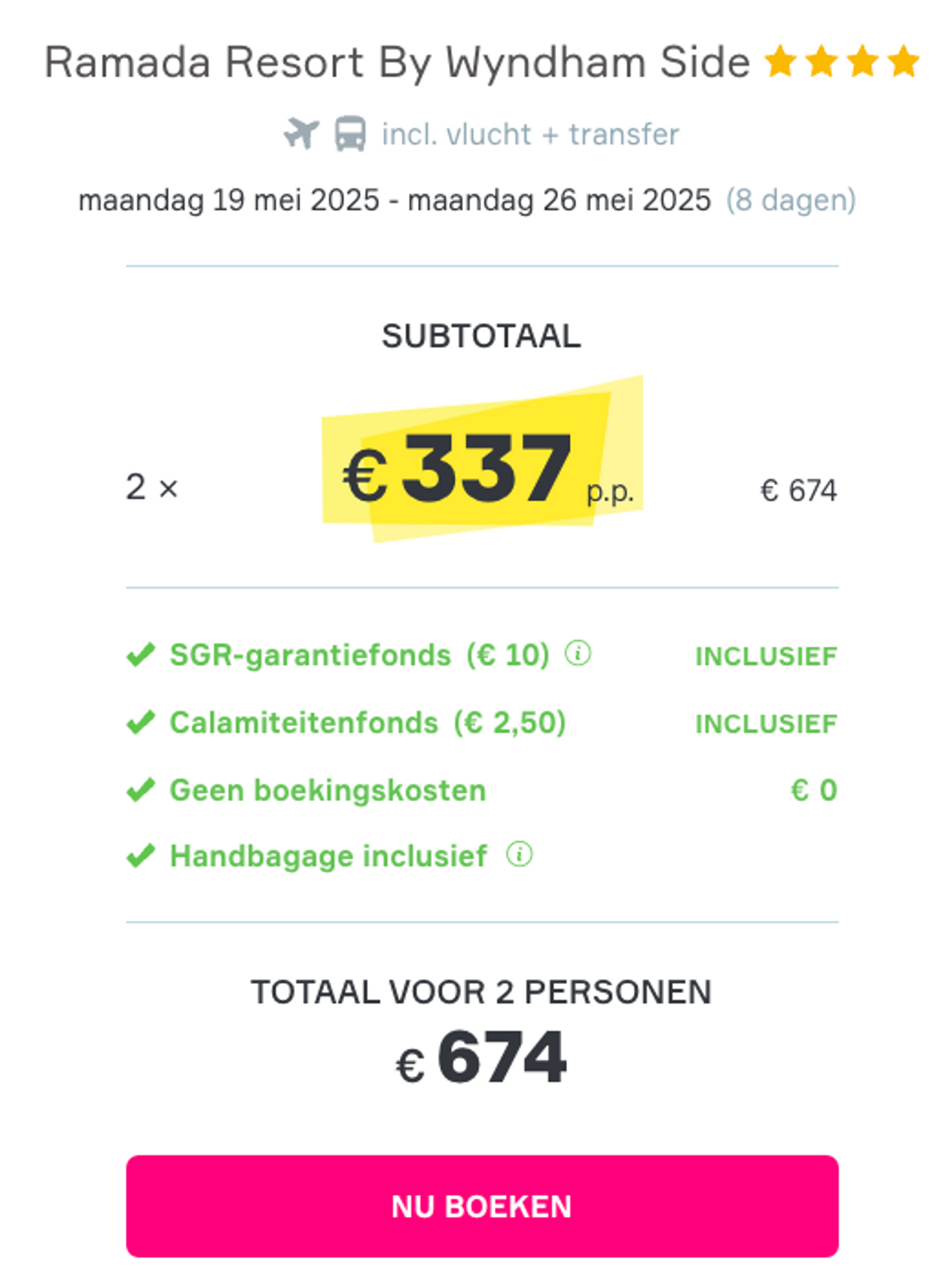 Boekingsvoorbeeld