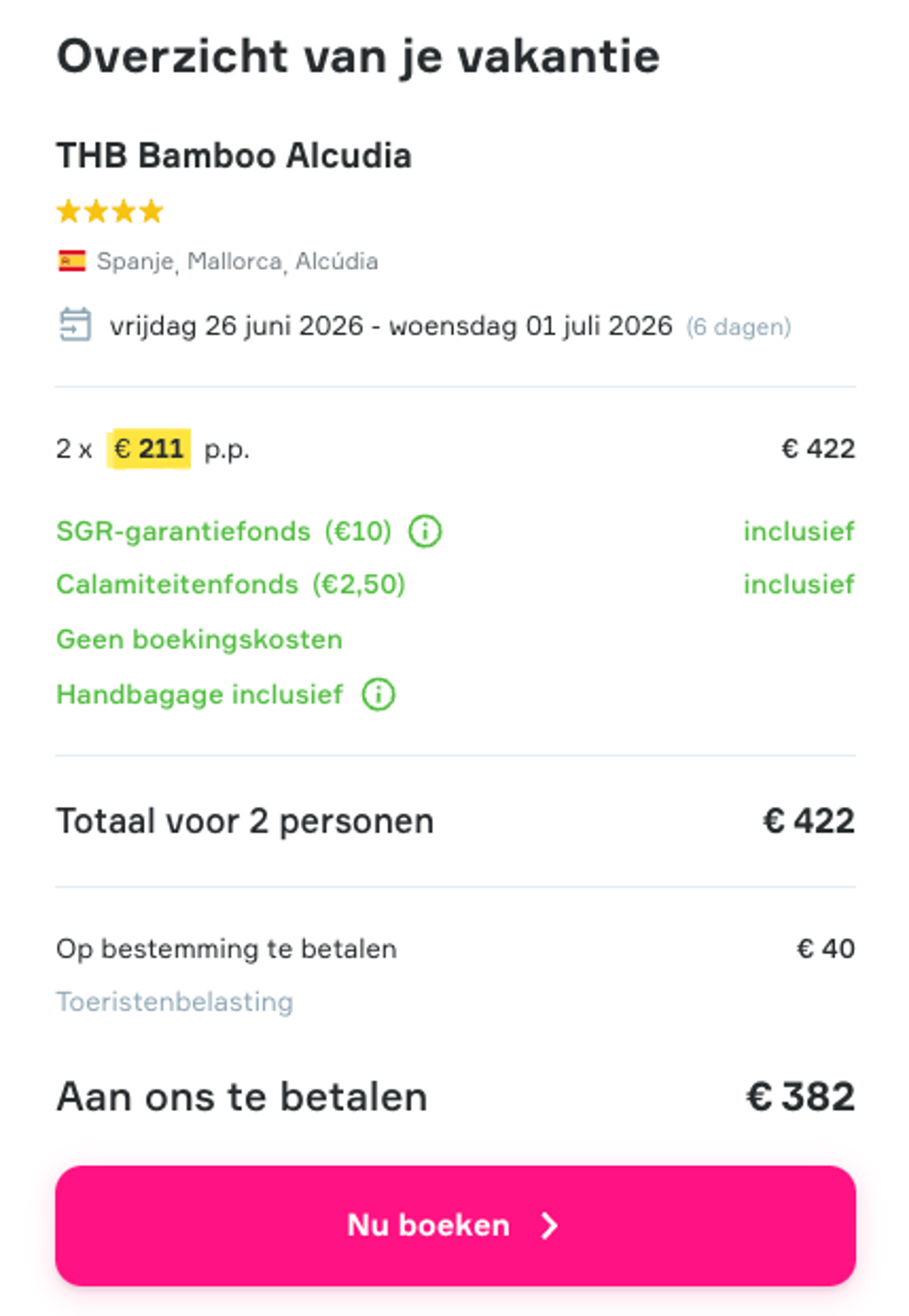 Boekingsvoorbeeld
