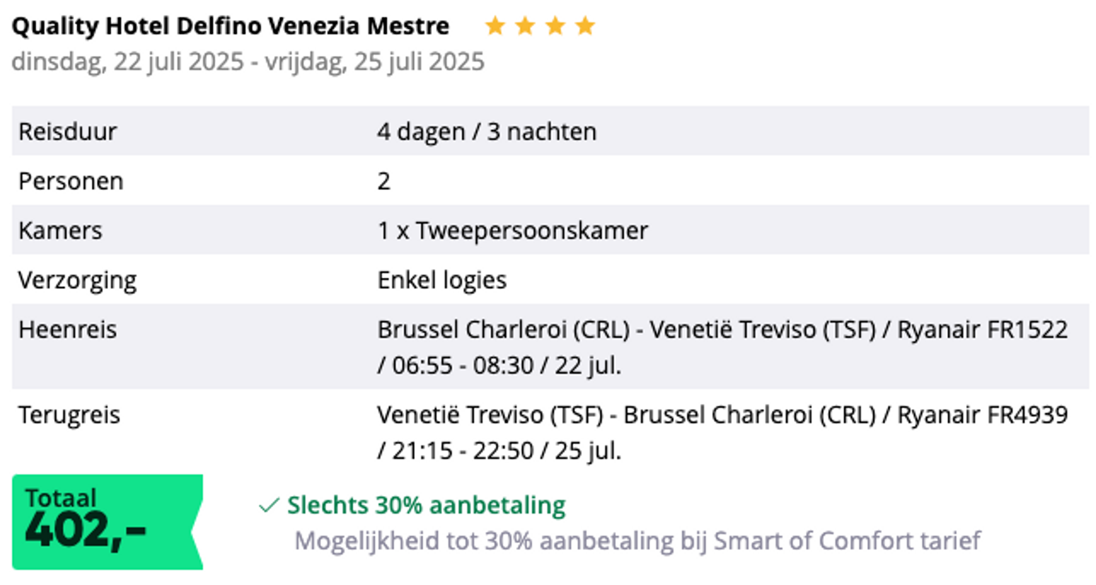 Boekingsvoorbeeld