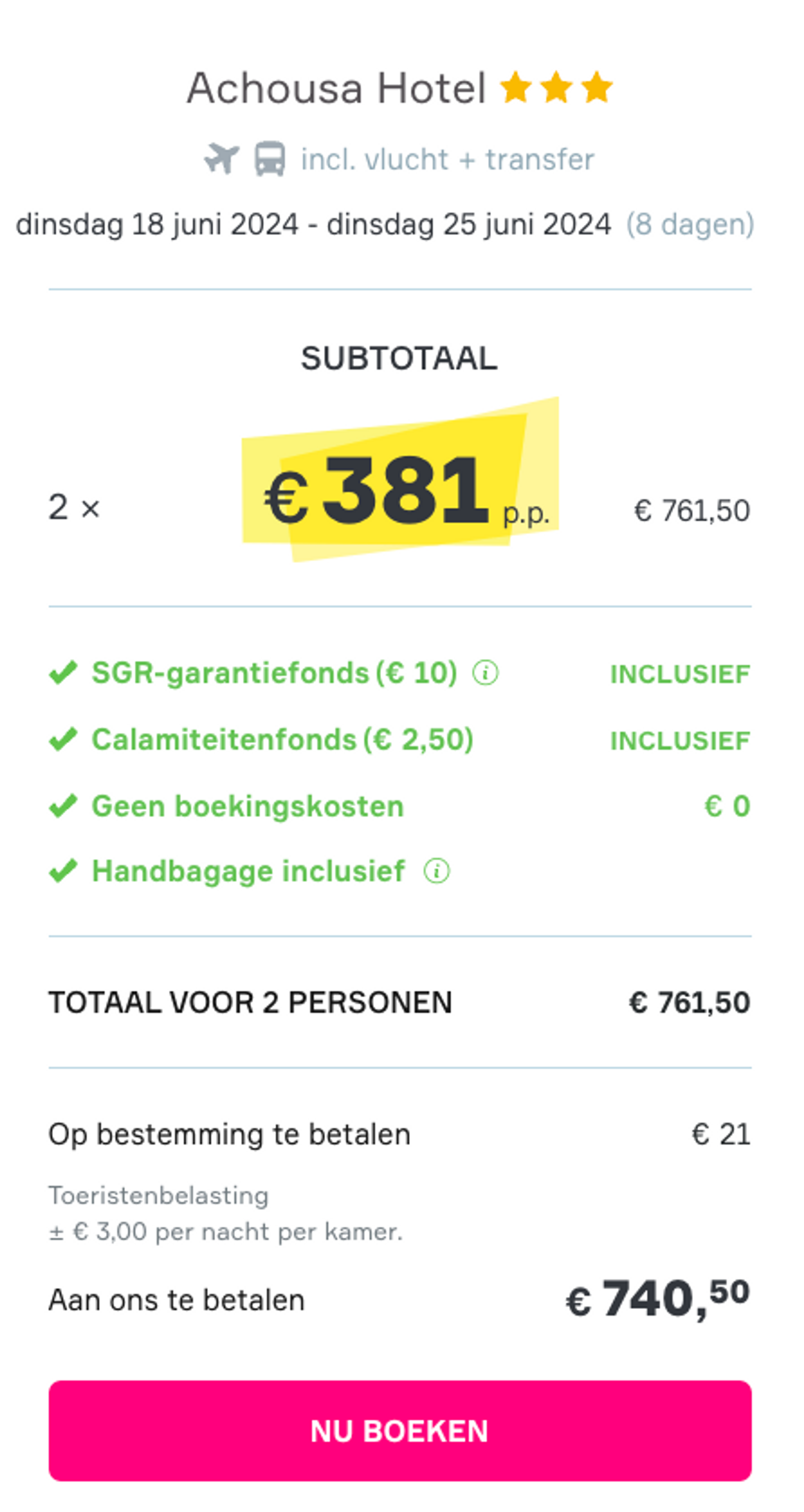 Boekingsvoorbeeld