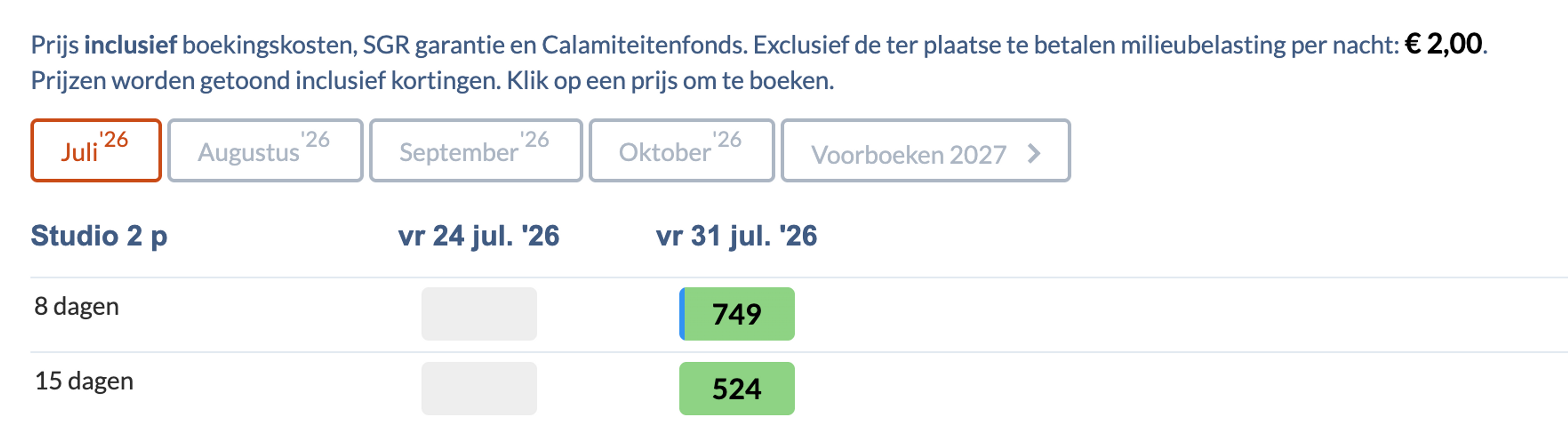 Boekingsvoorbeeld
