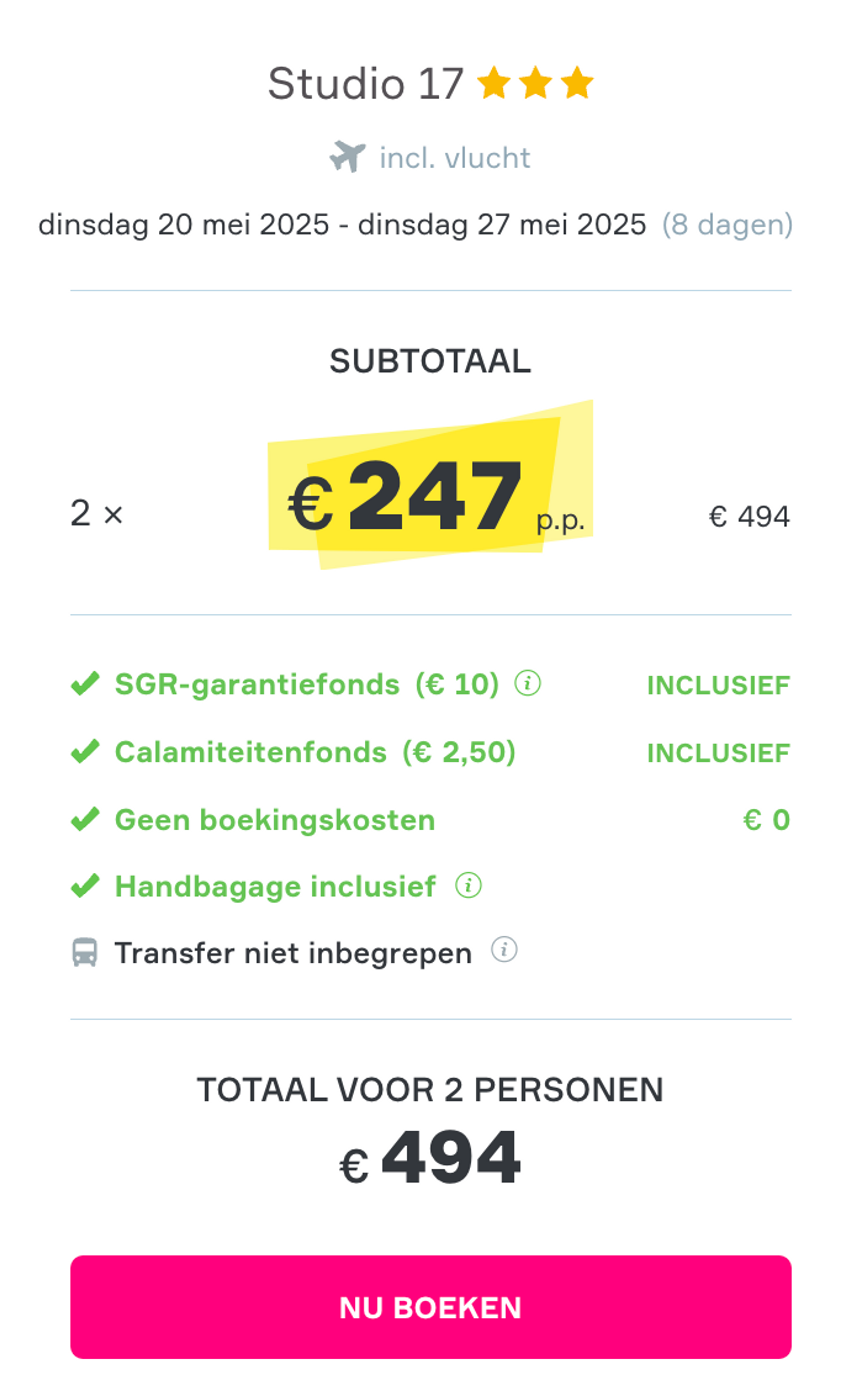Boekingsvoorbeeld