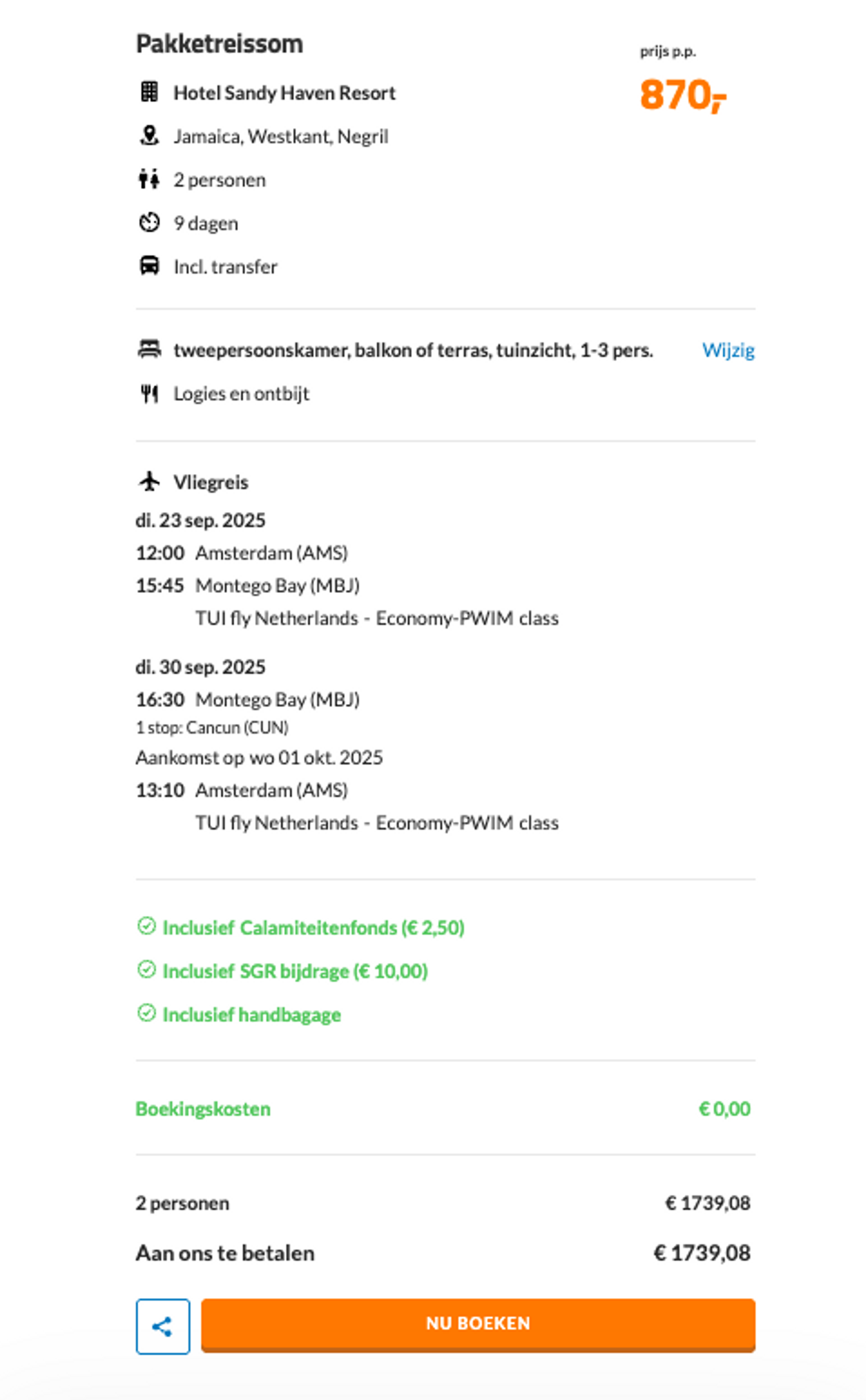 Boekingsvoorbeeld