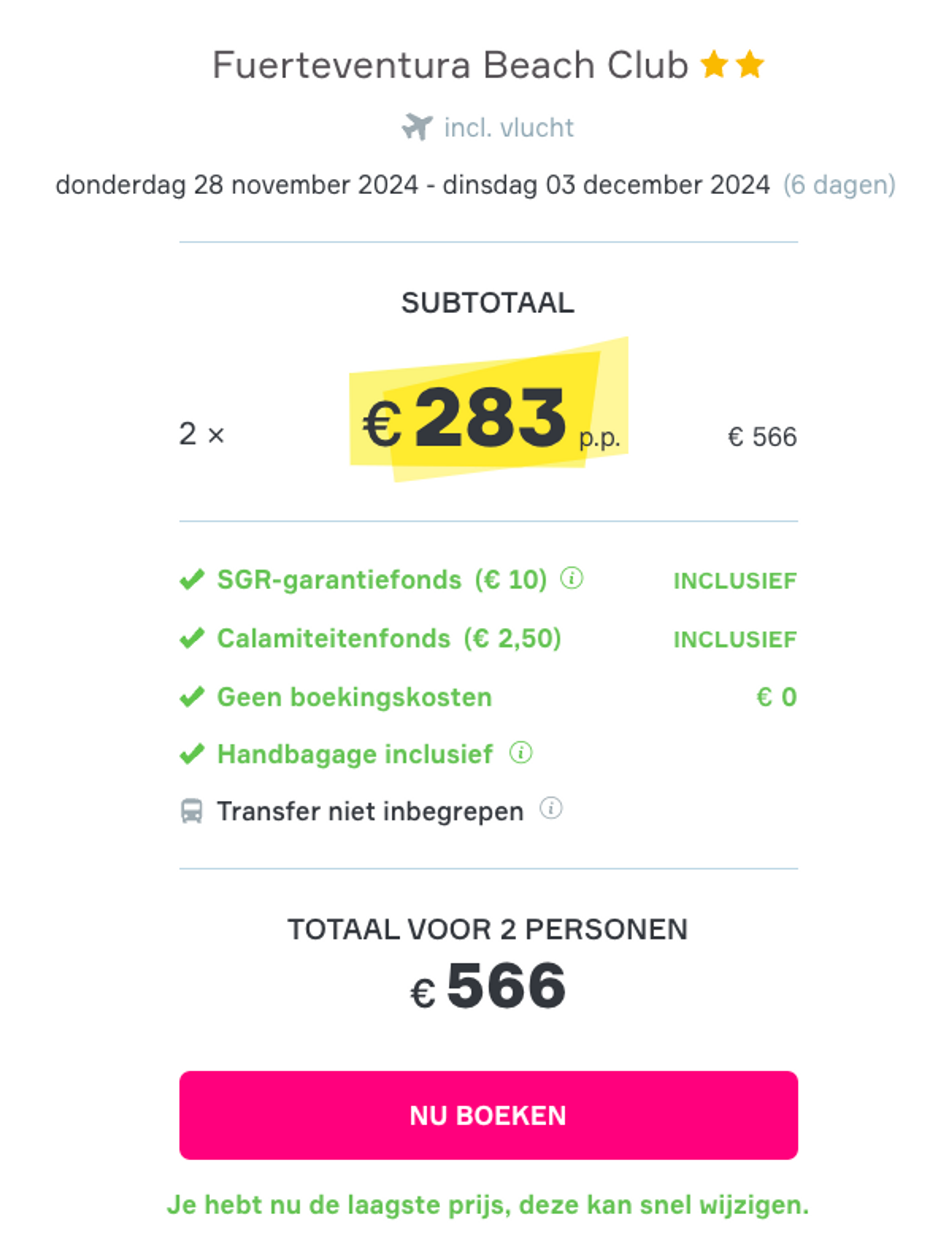 Boekingsvoorbeeld