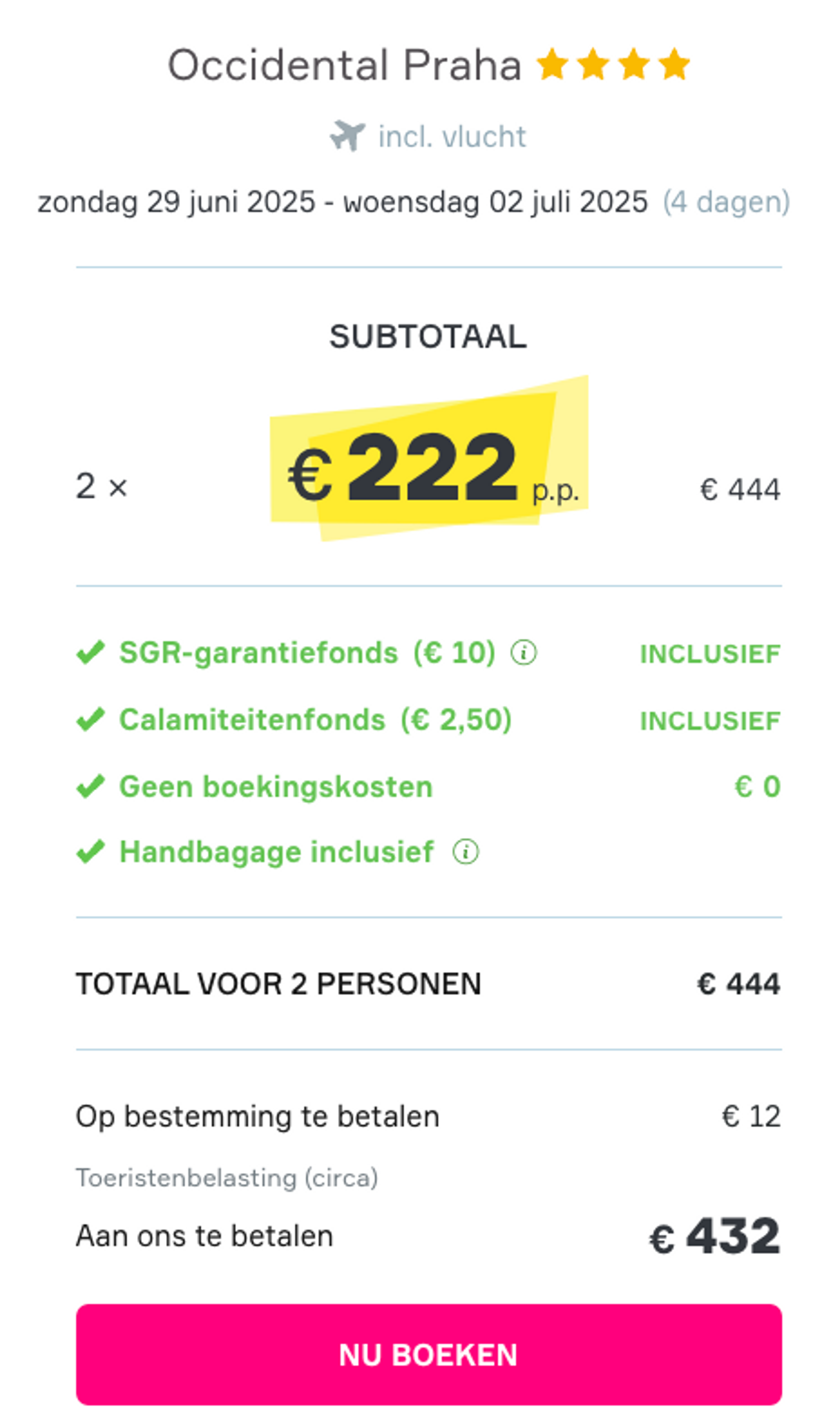 Boekingsvoorbeeld