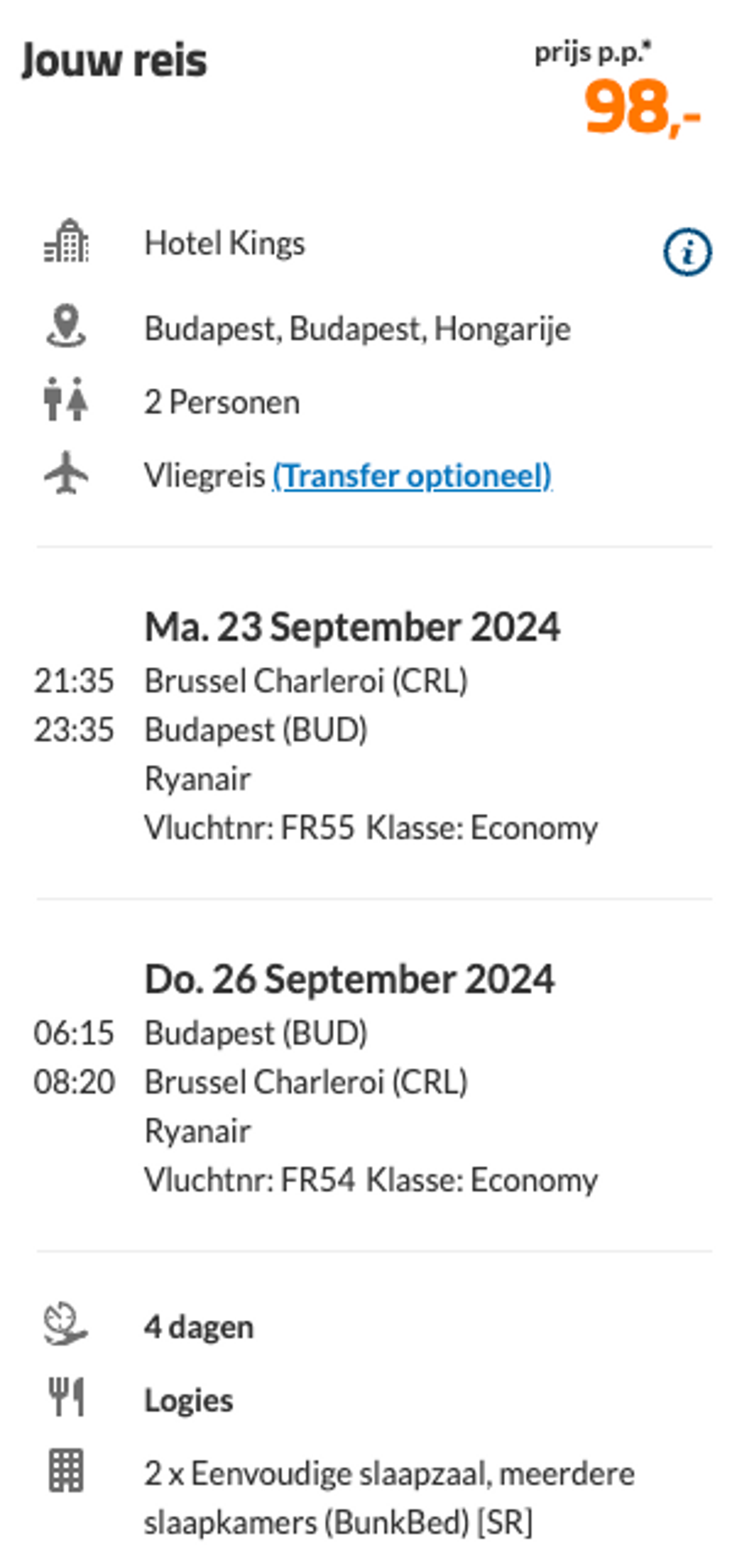 Boekingsvoorbeeld