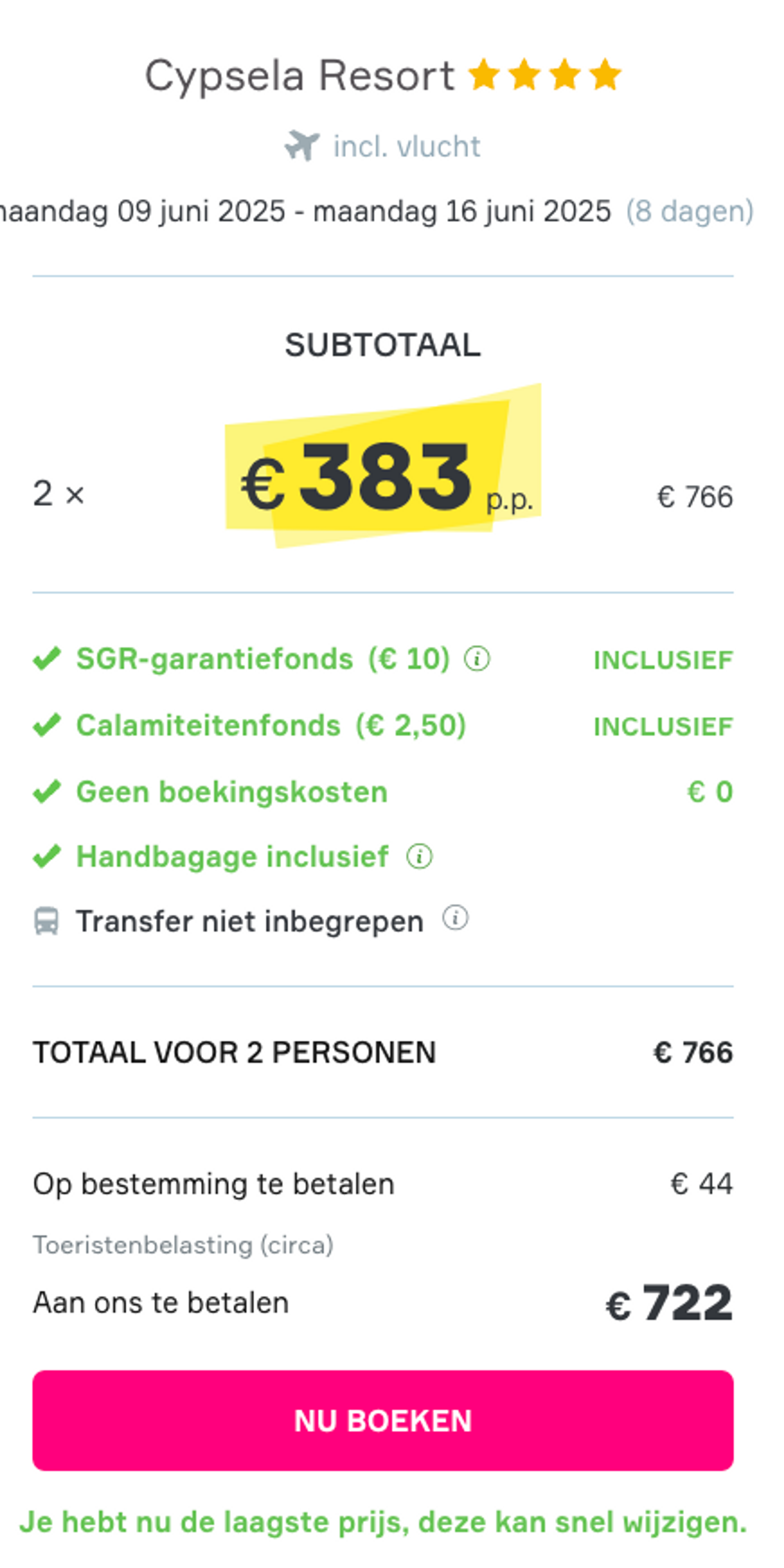 Boekingsvoorbeeld