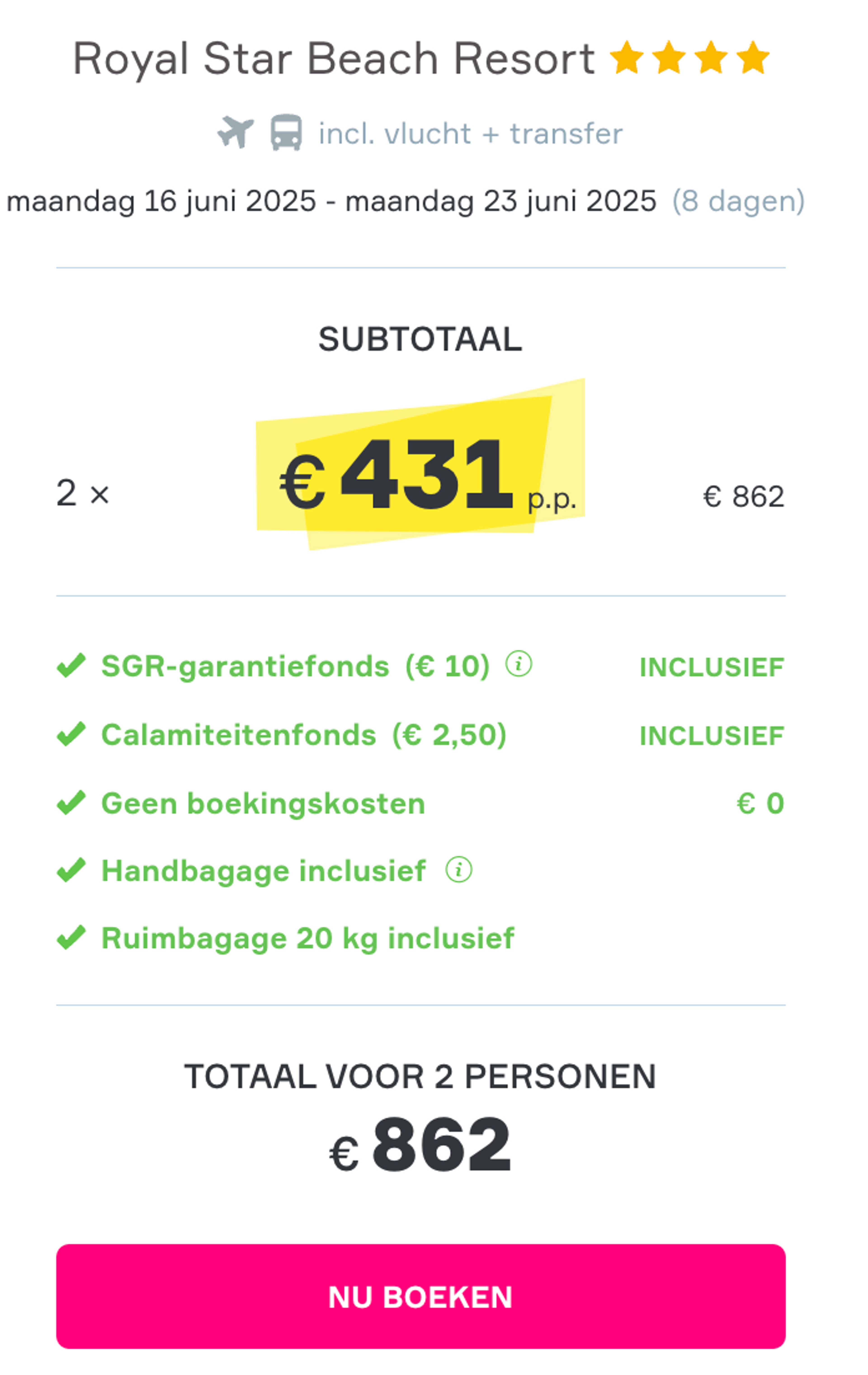 Boekingsvoorbeeld