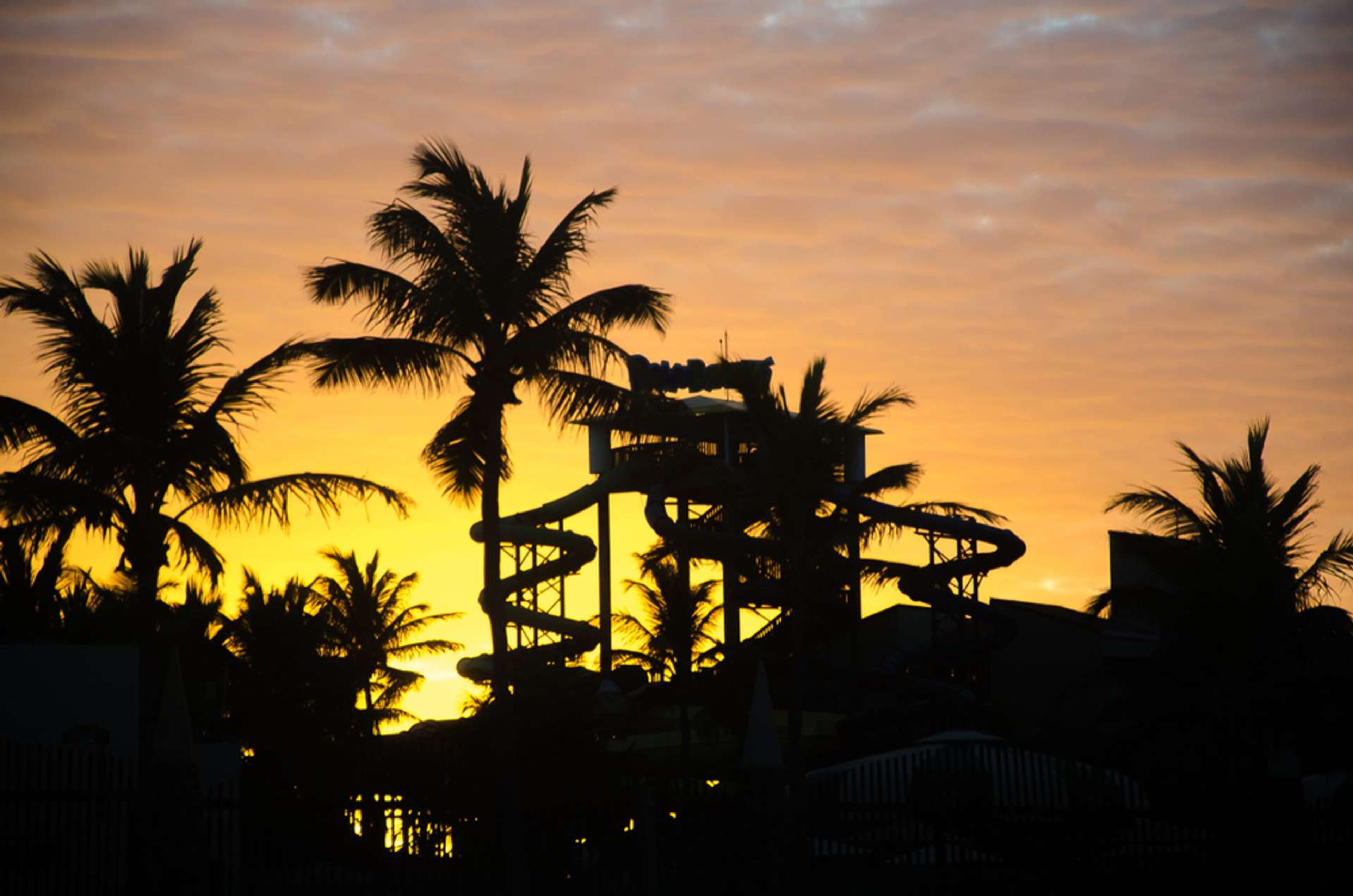 Brazilië Fortaleza zonsondergang met palmbomen