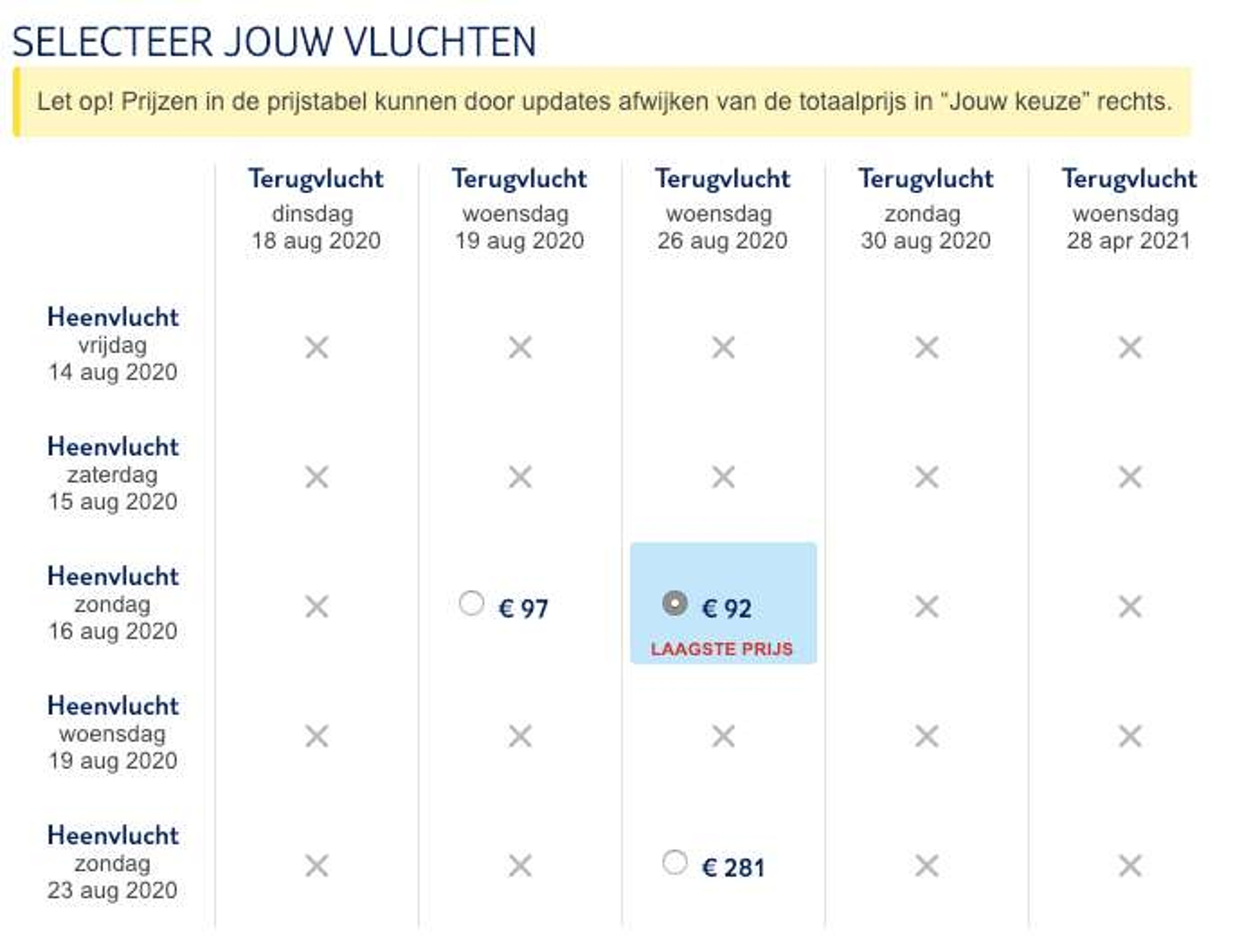 Boekingsvoorbeeld