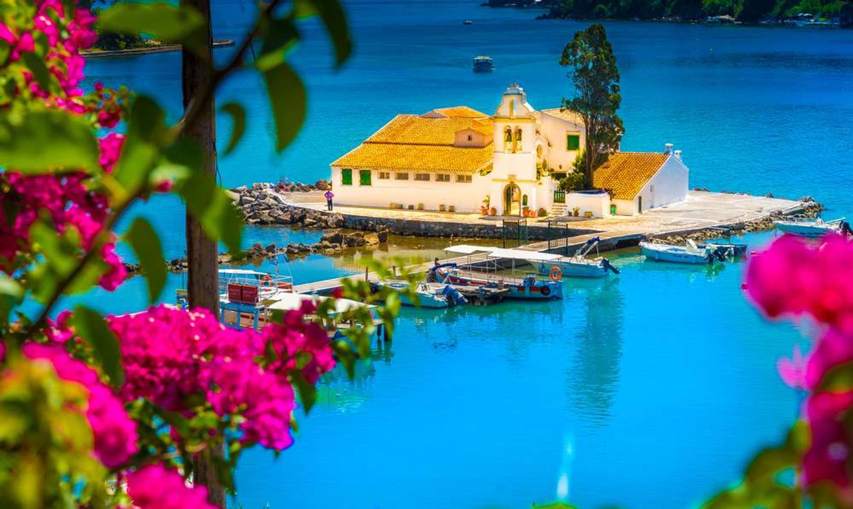 Griekenland Corfu huis met rondom water