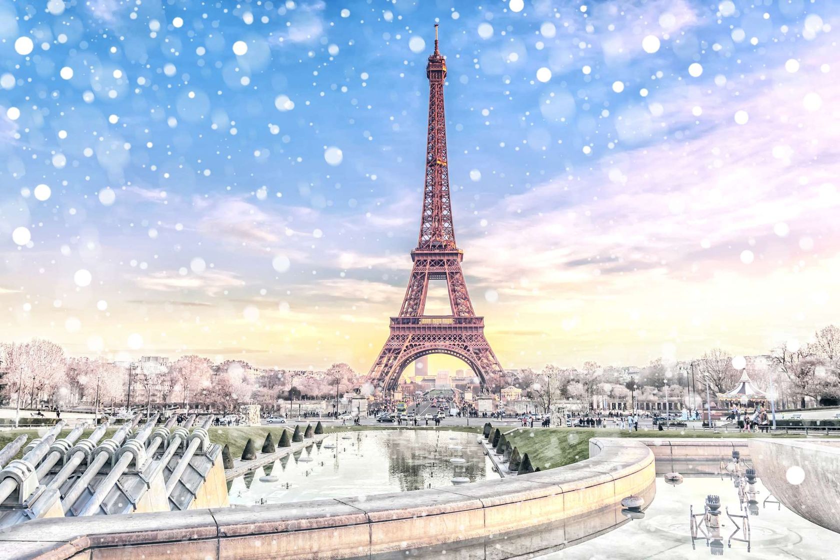 Frankrijk Parijs in de winter met sneeuw