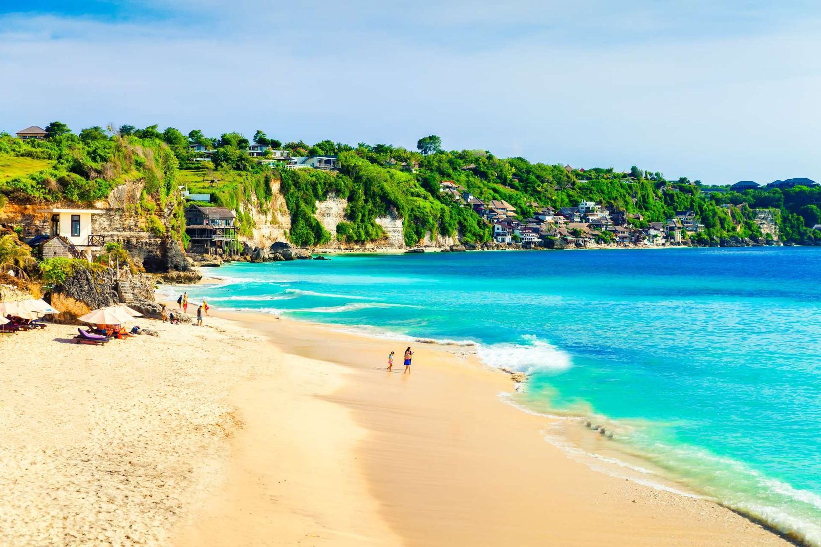 Indonesië Bali wit strand met blauwe zee