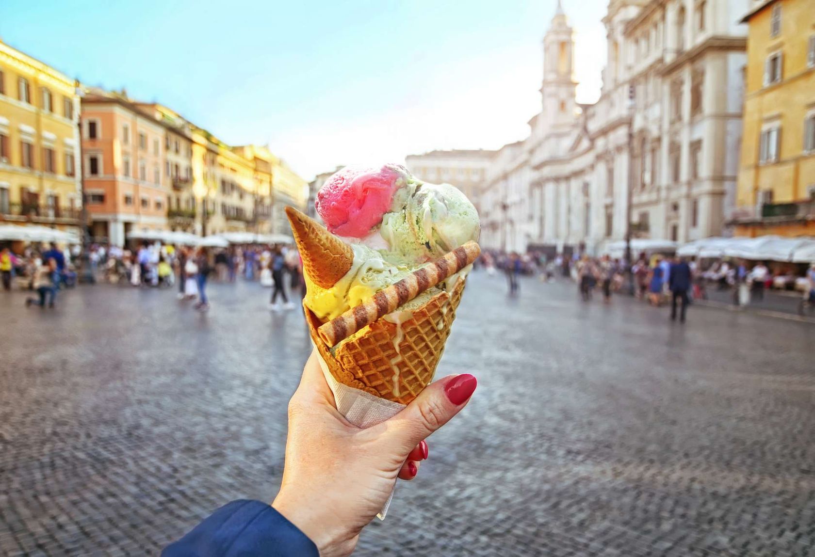 Italië Rome Piazza Navona ijsje